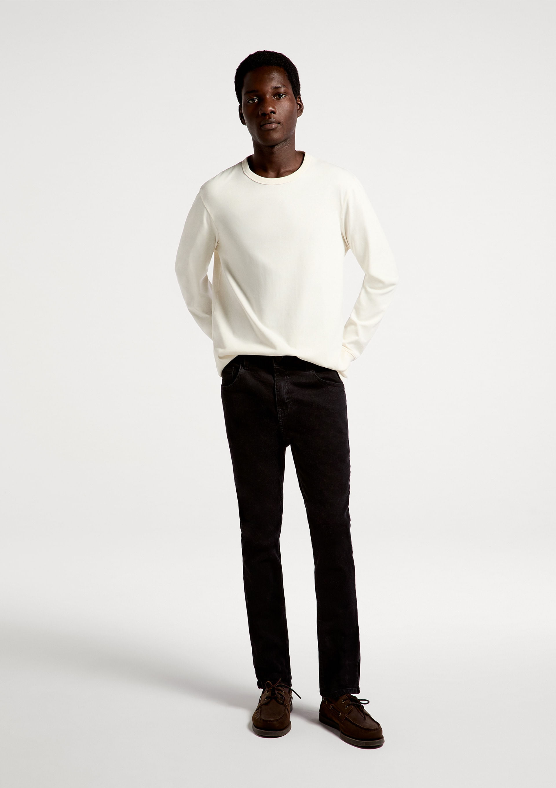 Calça Jeans Básica Masculina Skinny Com Elastano - Preto