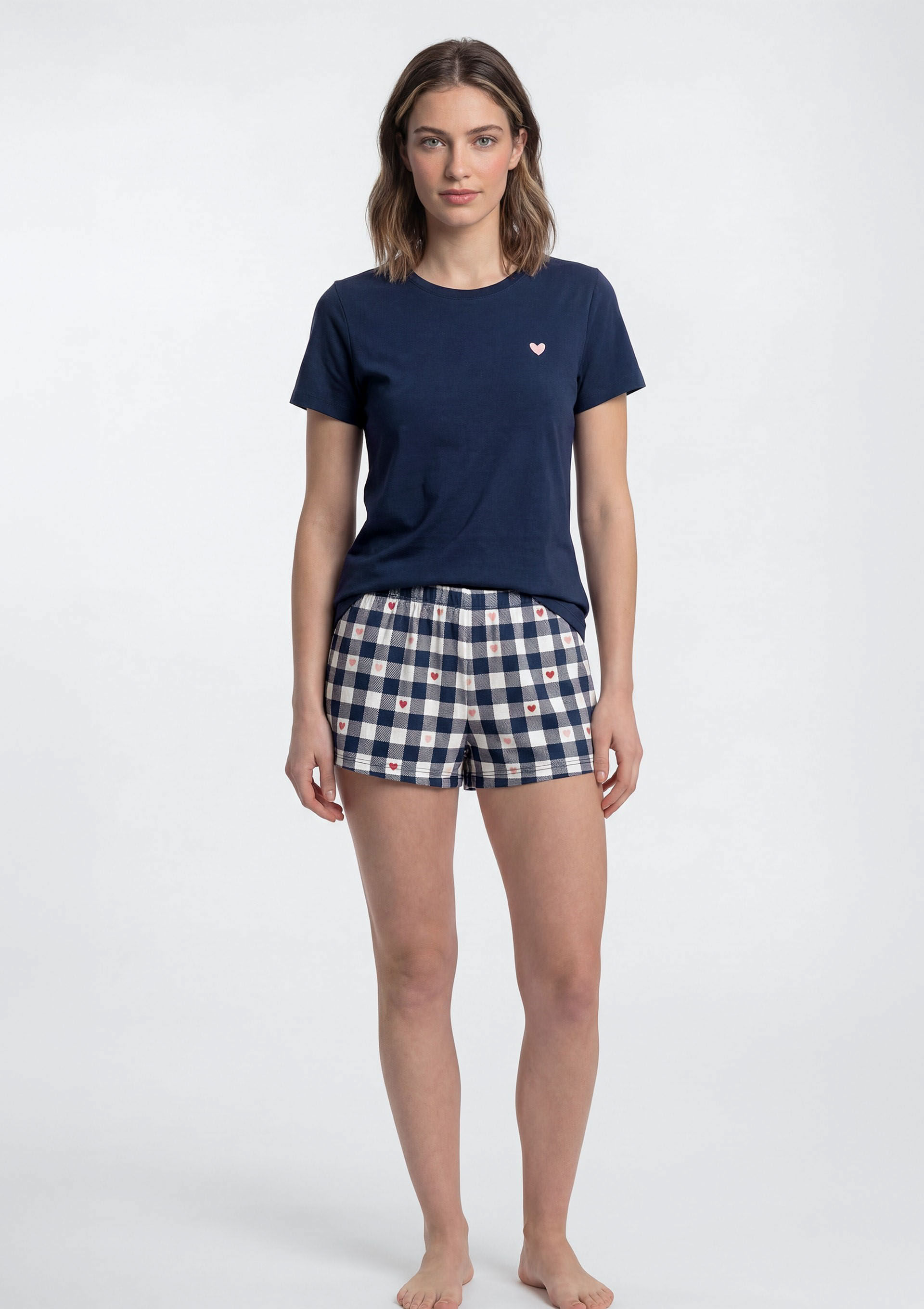 Pijama Curto Feminino Estampado - Azul