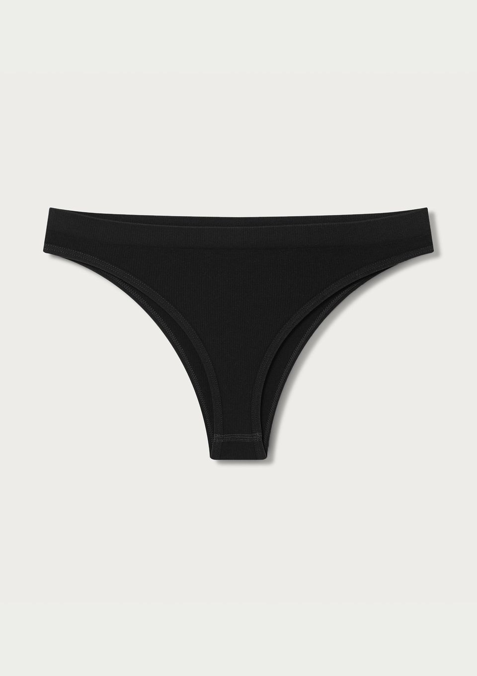 Calcinha Tanga Canelada Sem Costura - Preto