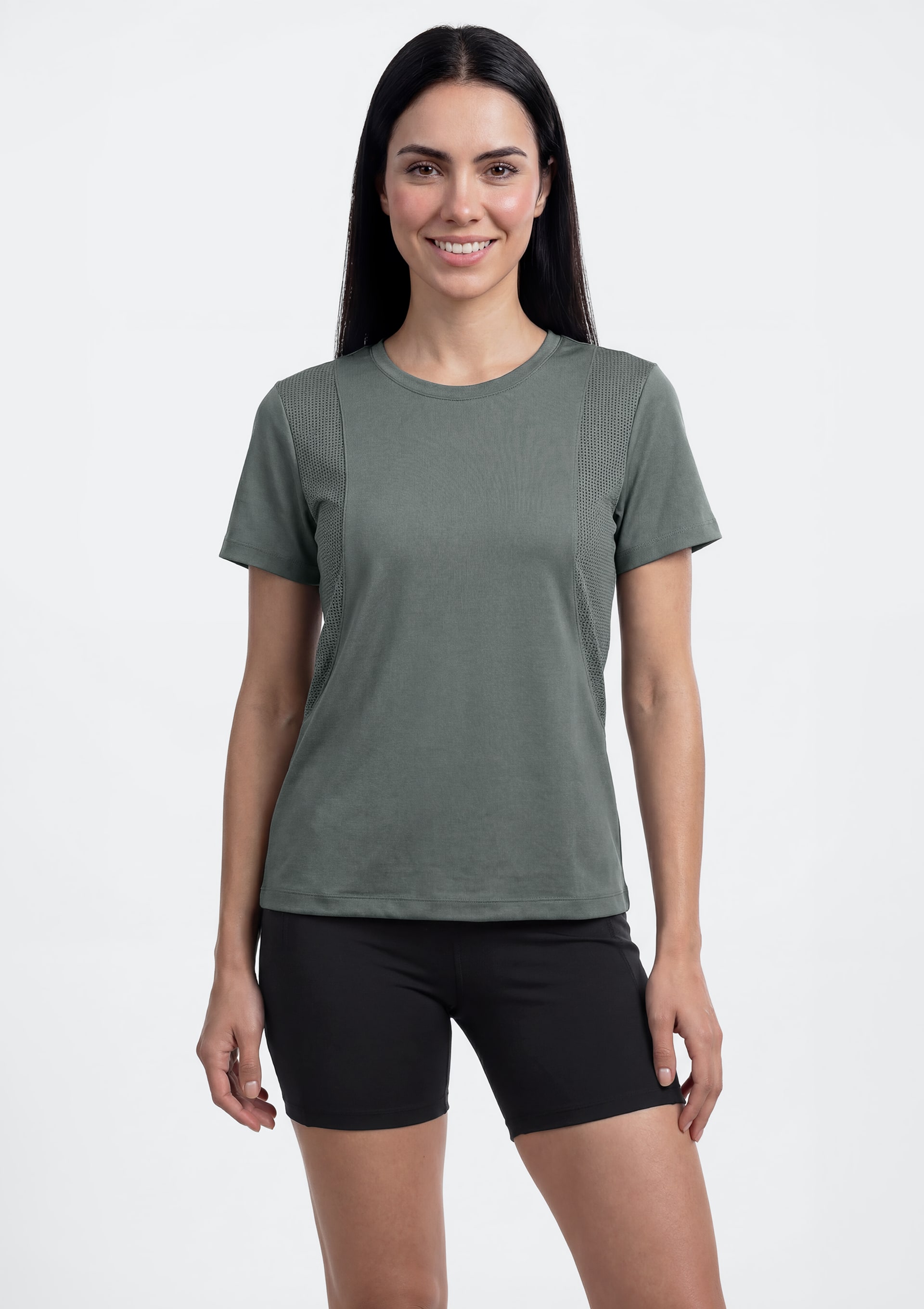 Camiseta Esportiva Feminina Texturizada Secagem Rápida - Cinza