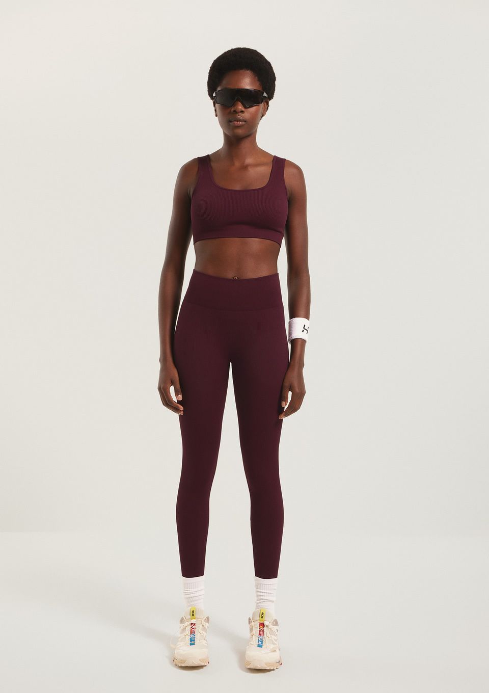 Calça Legging Feminina Canelada Sem Costura - Vinho