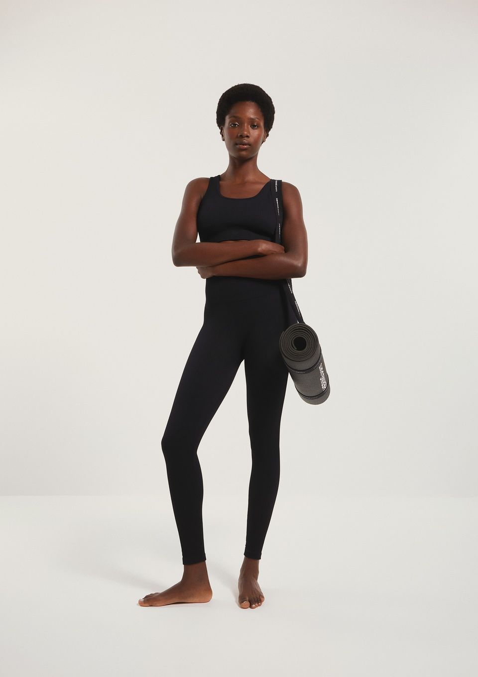 Calça Legging Feminina Canelada Sem Costura - Preto
