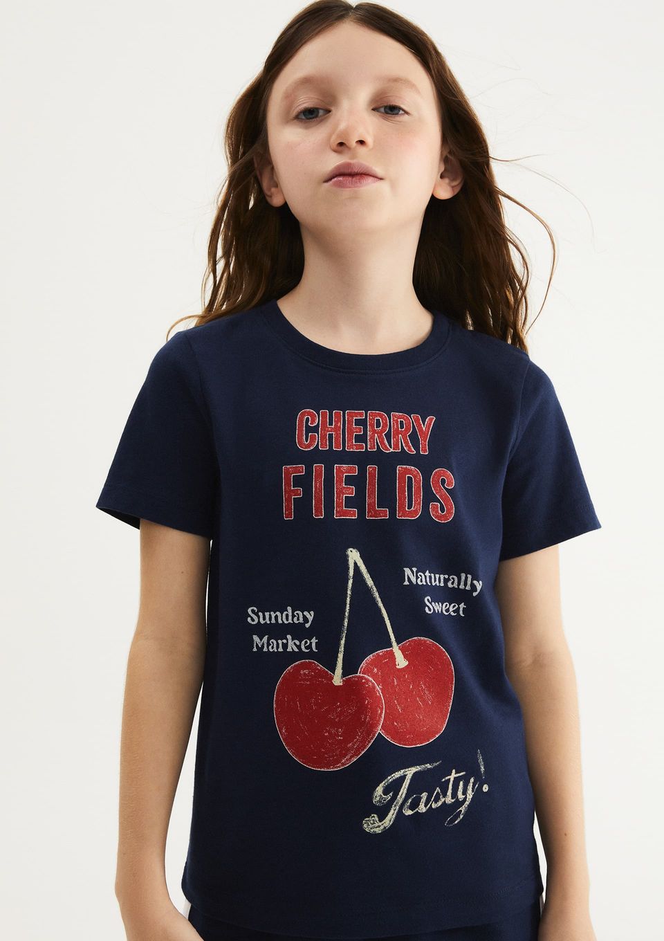 Blusa Infantil Menina Manga Curta com Estampa - Azul