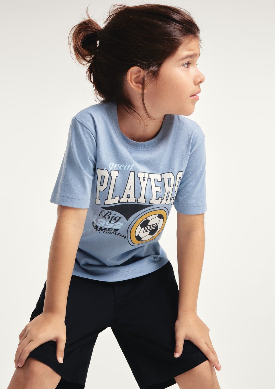 Camiseta Infantil Menino Manga Curta com Estampa - Azul