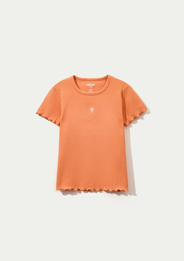 Blusa Manga Curta Infantil Menina Em Ribana - Laranja 006