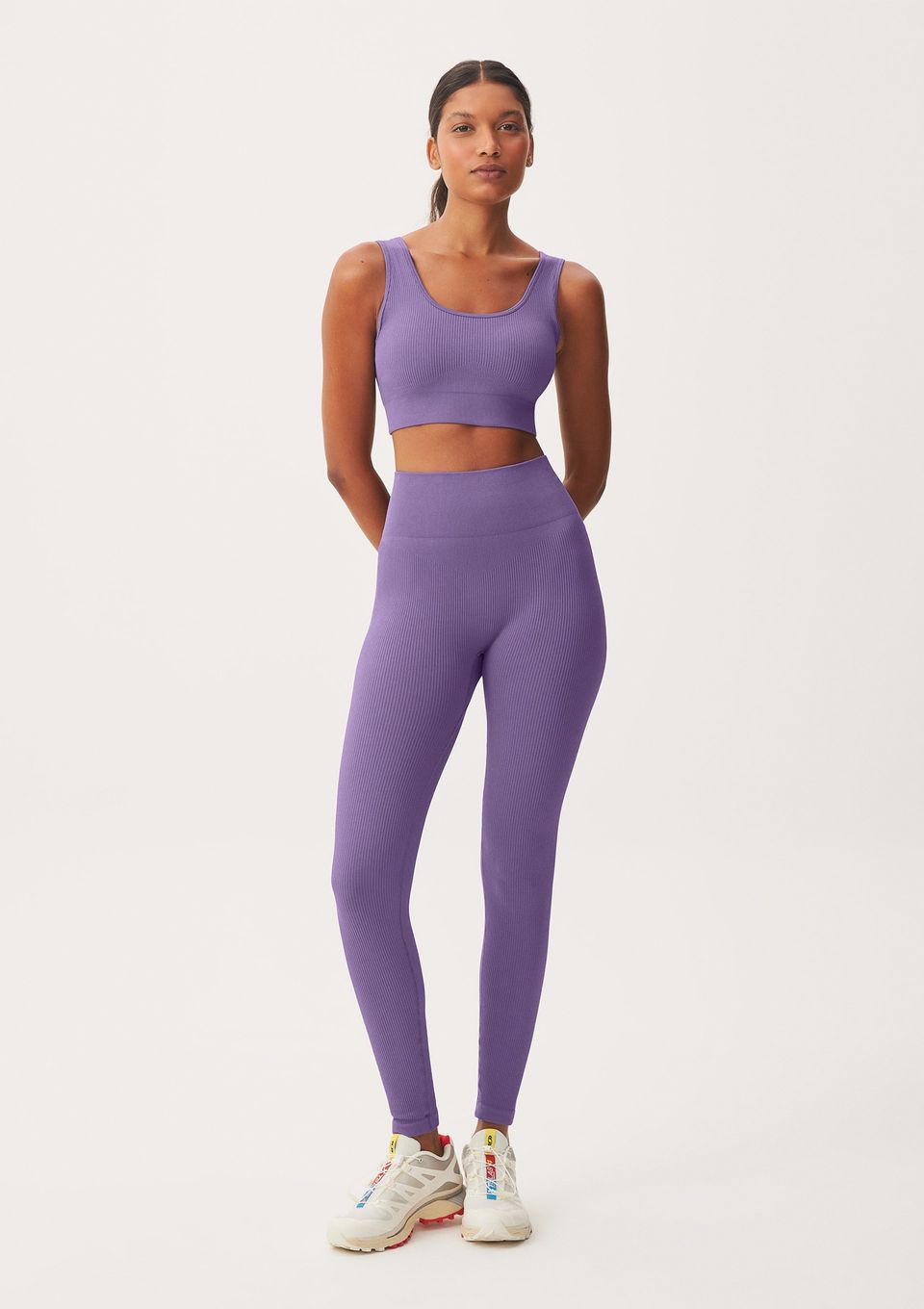 Calça Legging Feminina Canelada Sem Costura - Roxo