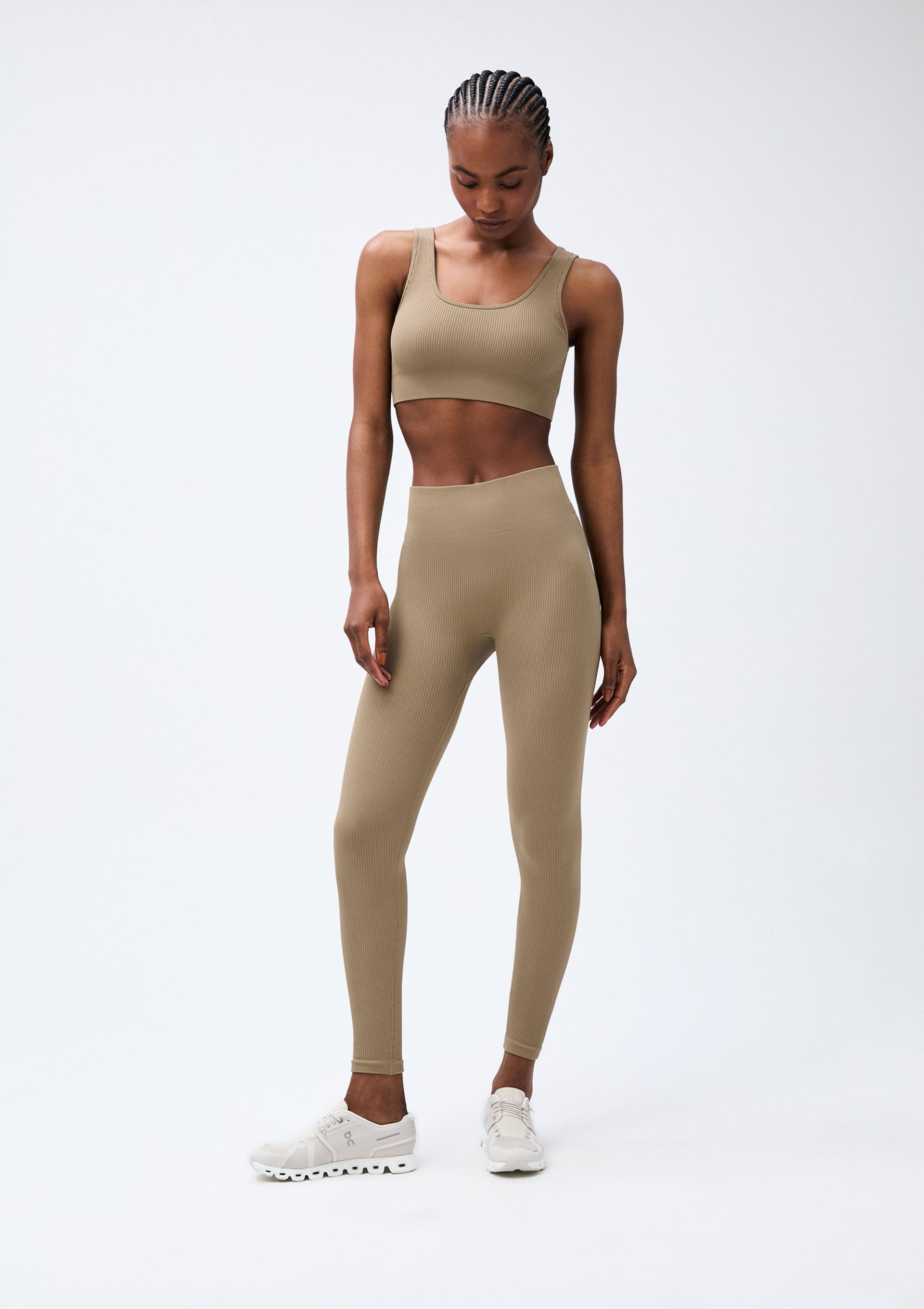 Calça Legging Feminina Canelada Sem Costura - Bege — Hering