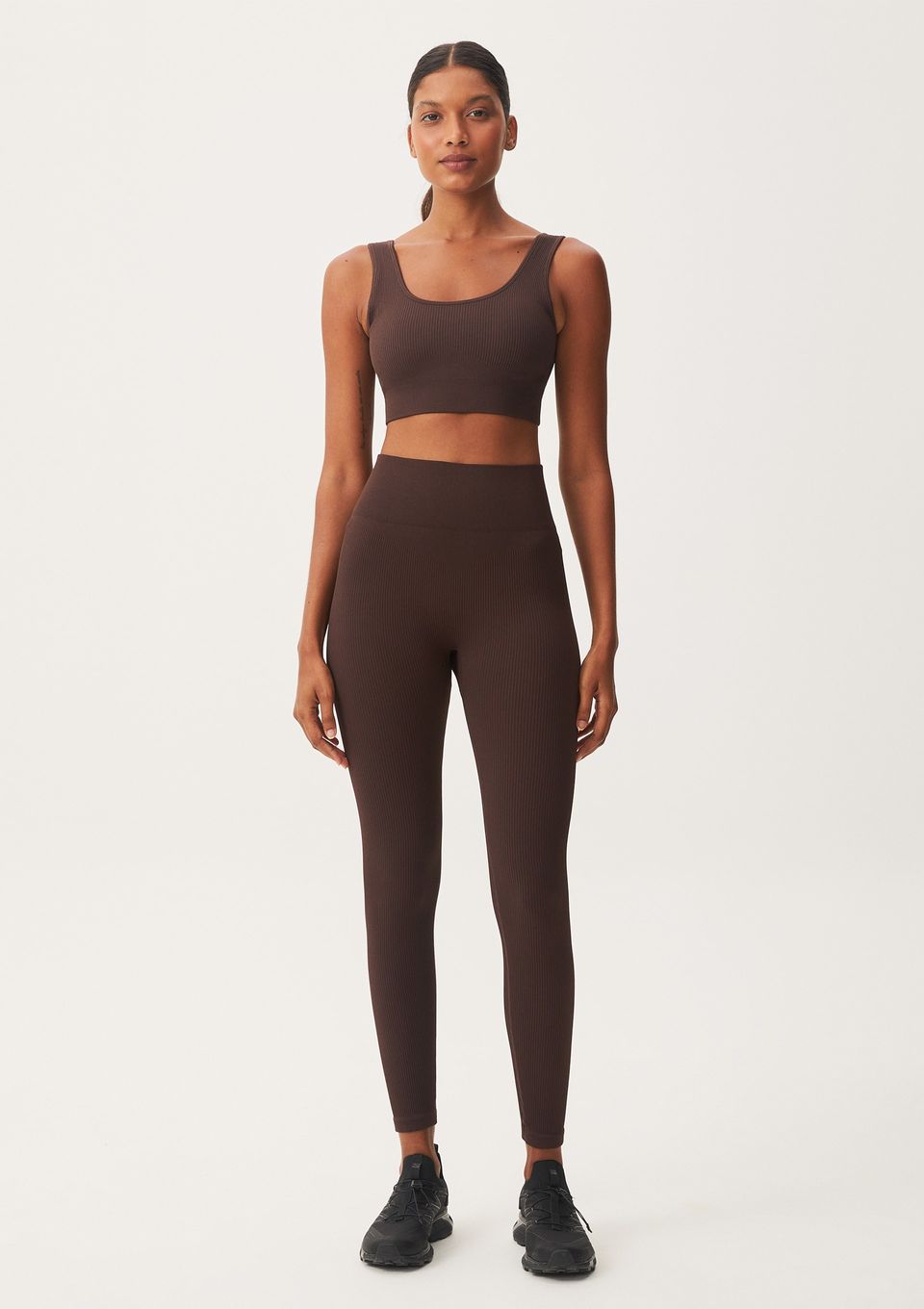 Calça Legging Feminina Canelada Sem Costura - Marrom