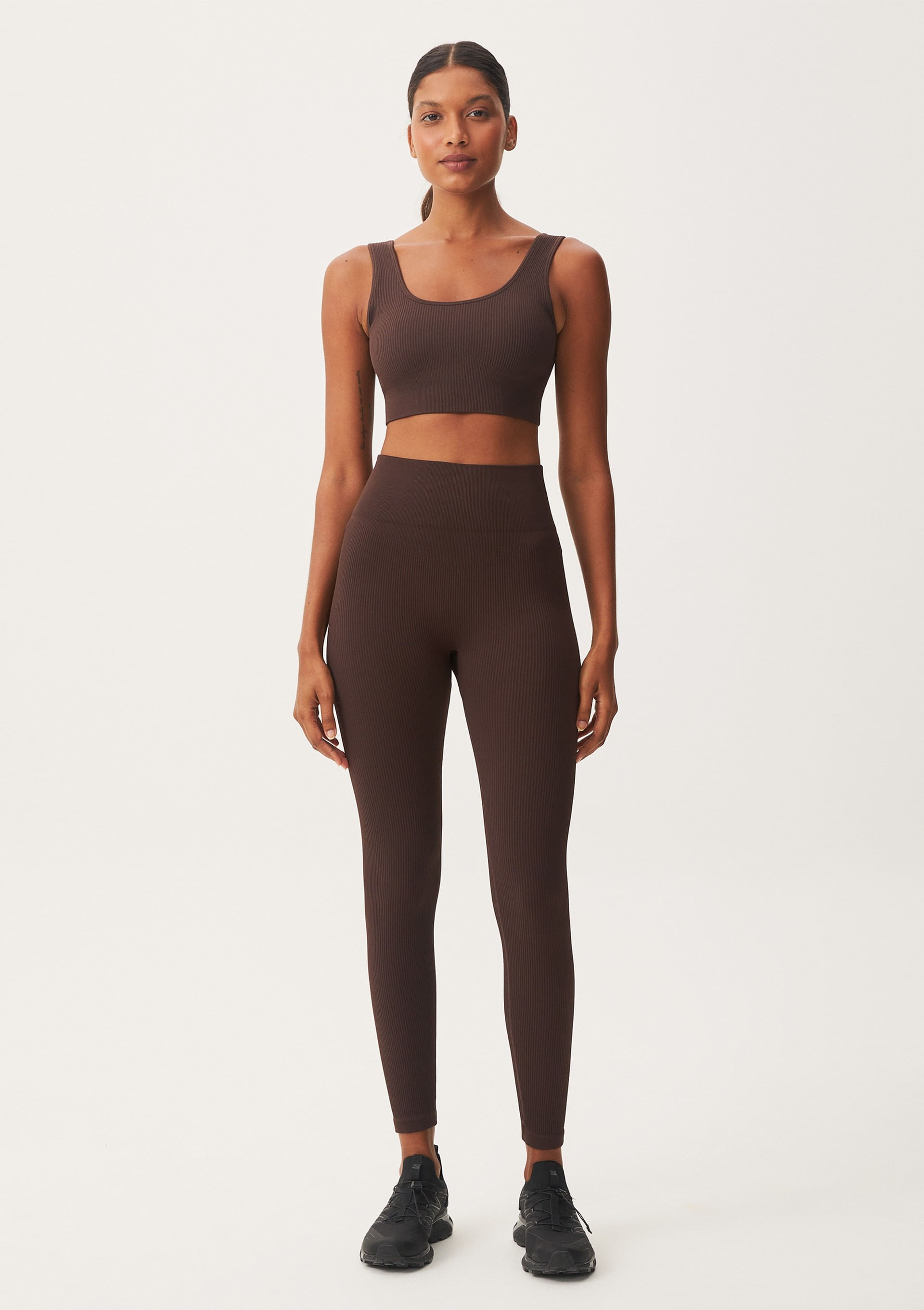 Calça Legging Feminina Canelada Sem Costura - Marrom