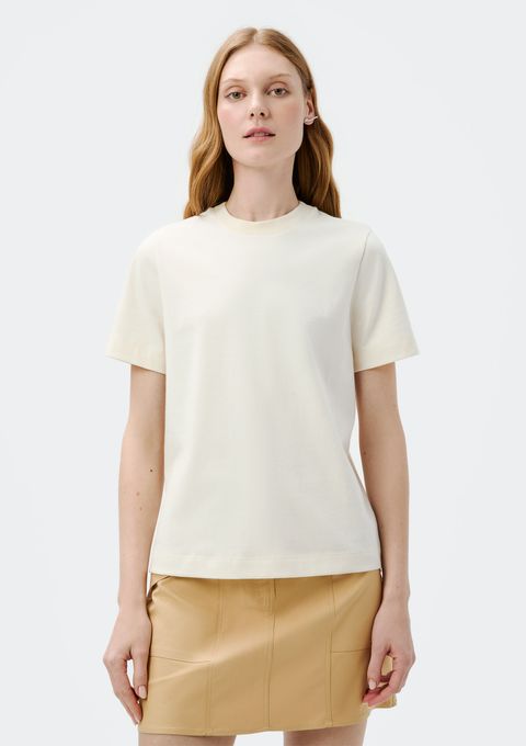 Blusa Feminina Manga Curta em Tricô Leve - Creme — Hering
