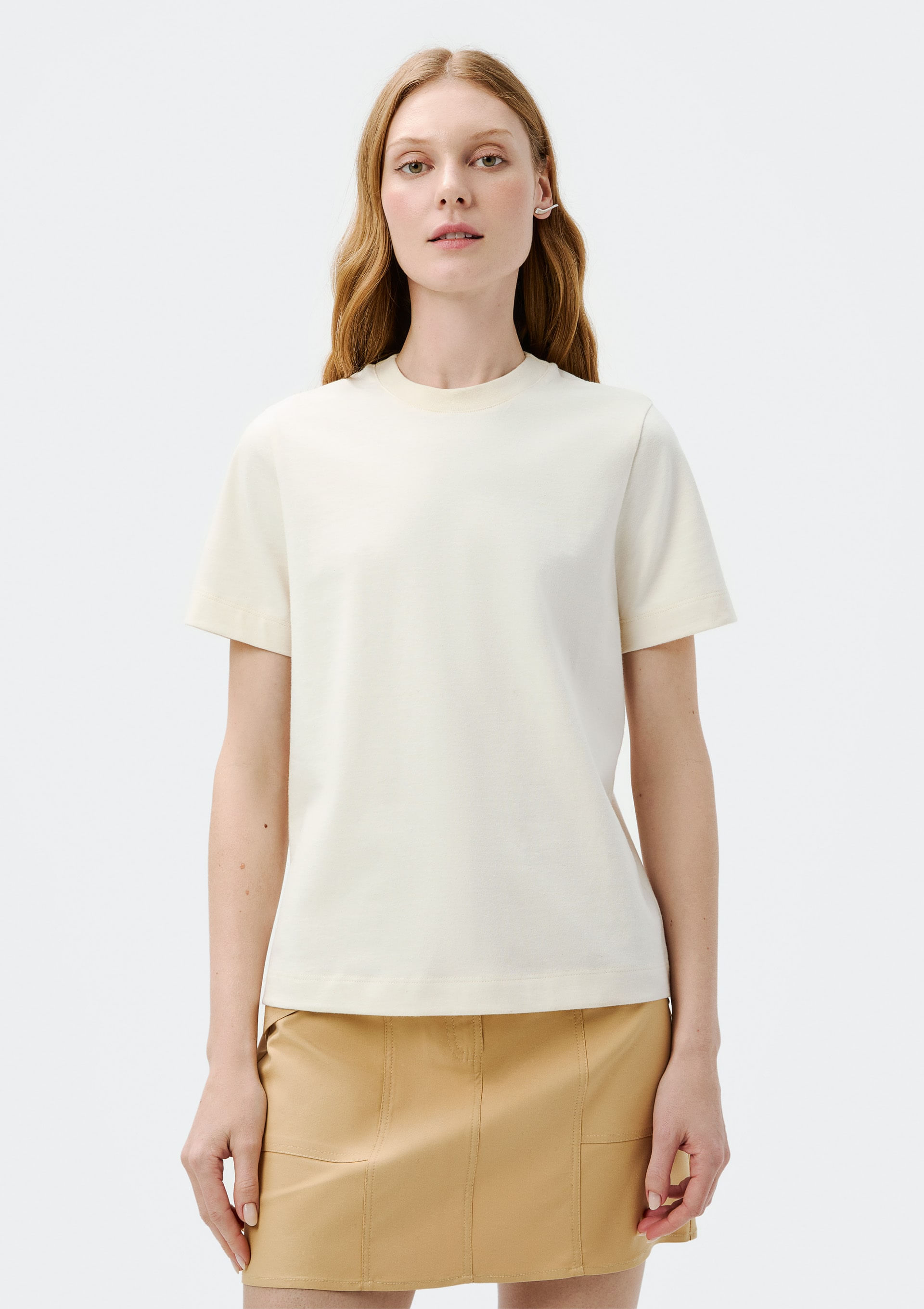 Blusa Feminina Manga Curta em Tricô Leve - Creme — Hering