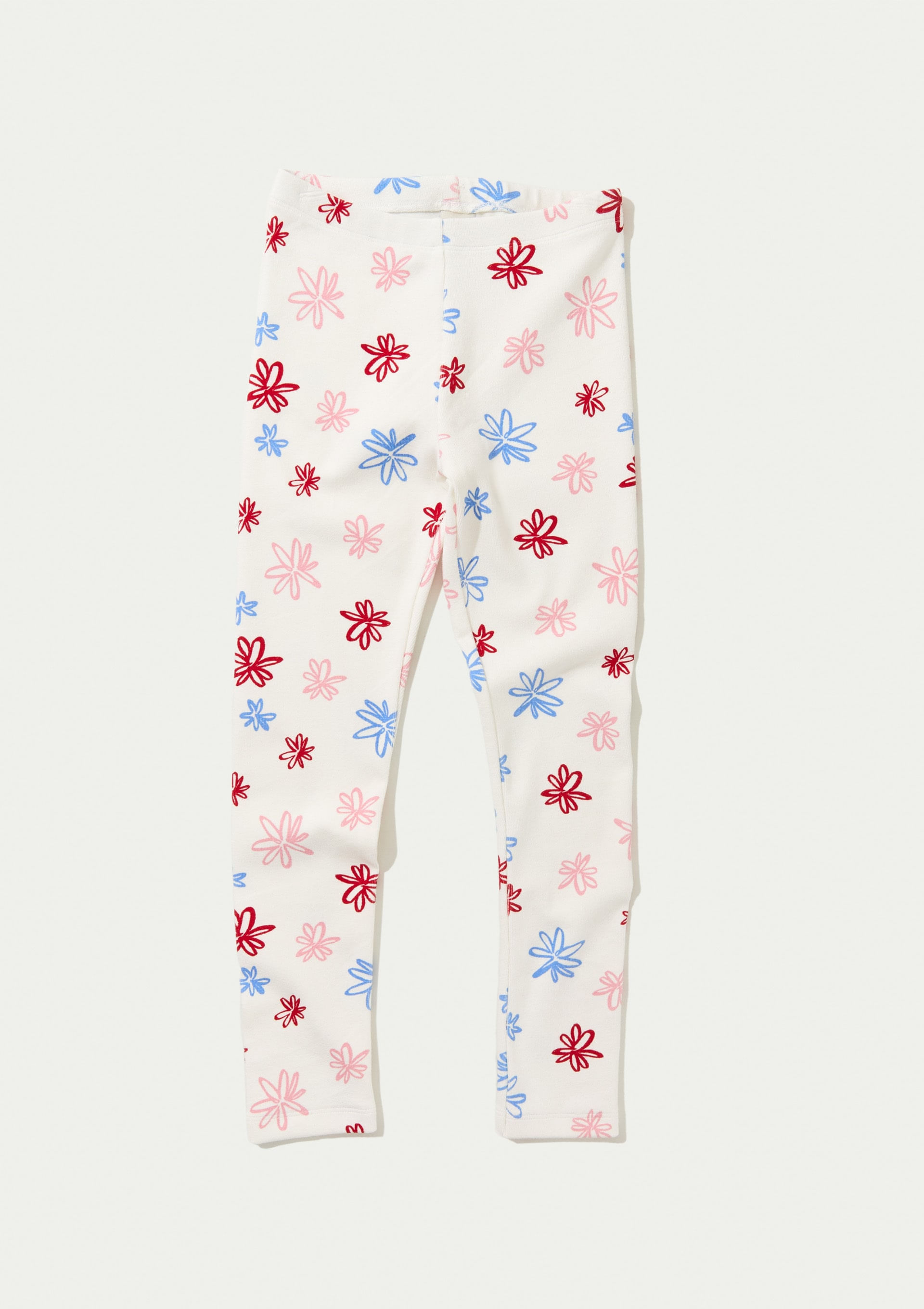 Calça Legging Infantil Menina Estampada Em Ribana - Off white