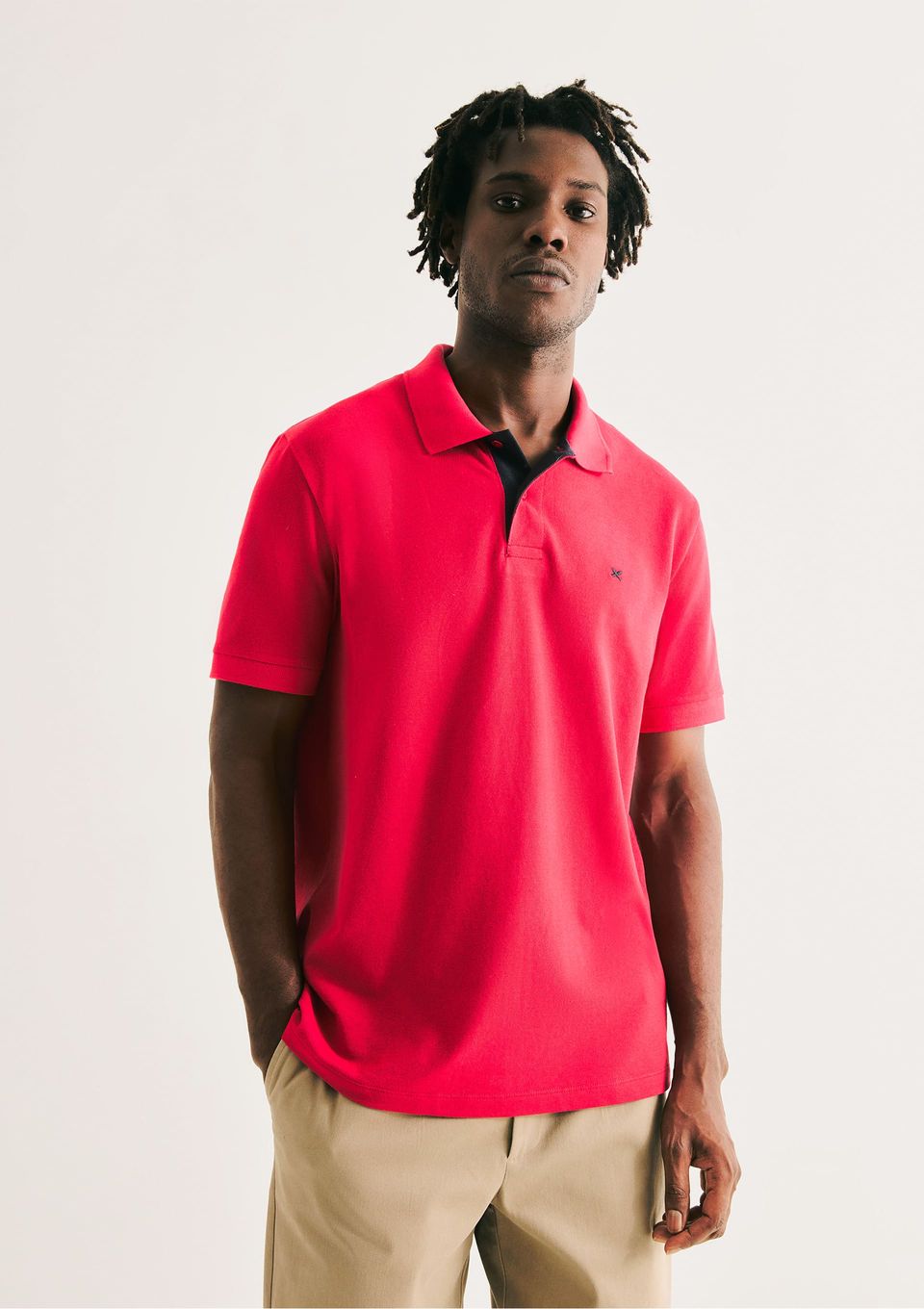 Camisa Polo Básica Masculina em Piquet com Bordado - Vermelho