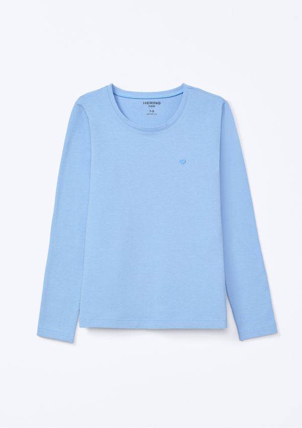 Blusa Básica Infantil Menina Manga Longa Com Patch Hering Kids - Azul 014