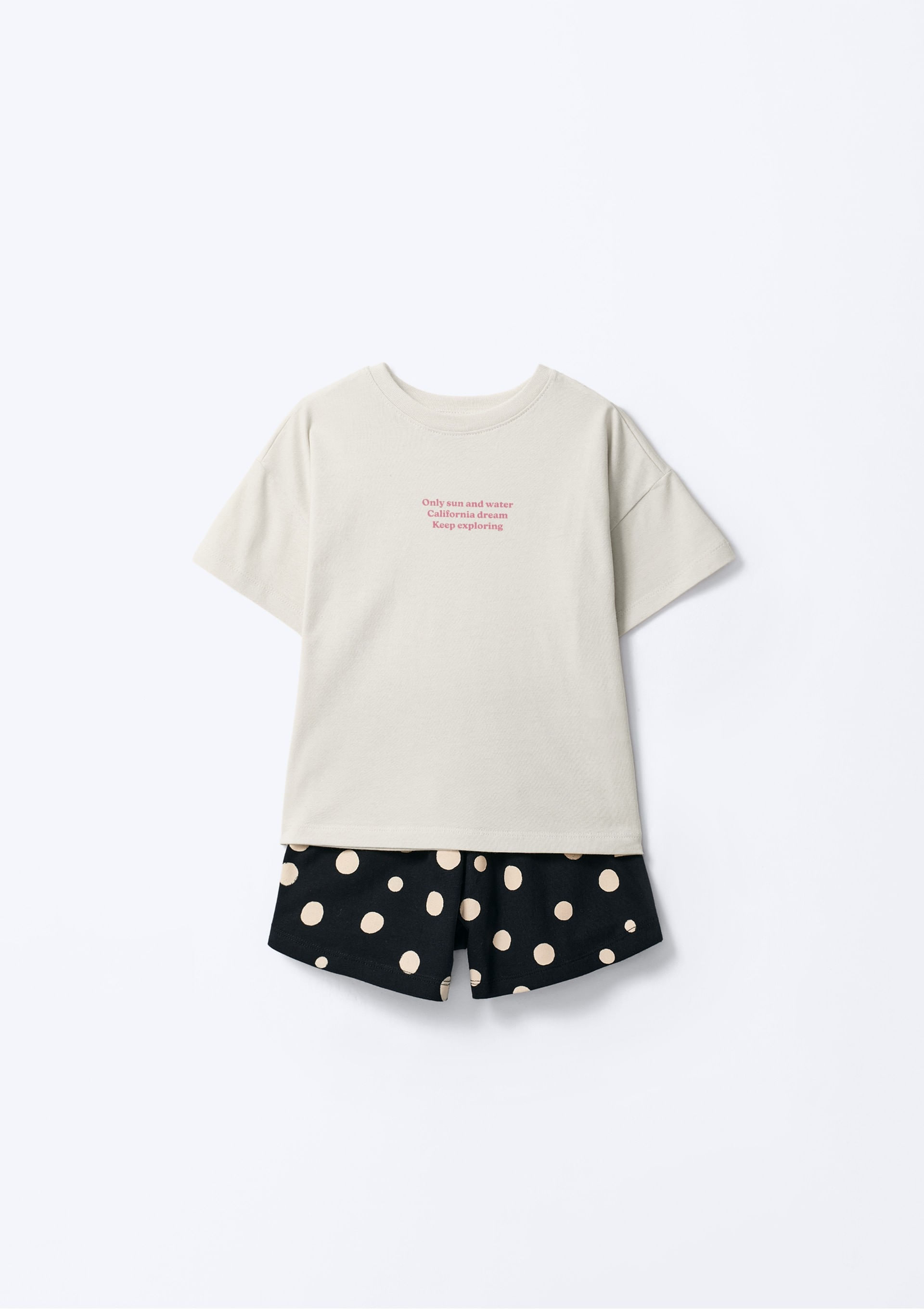 Conjunto Infantil Menina Curto Estampado - Off white