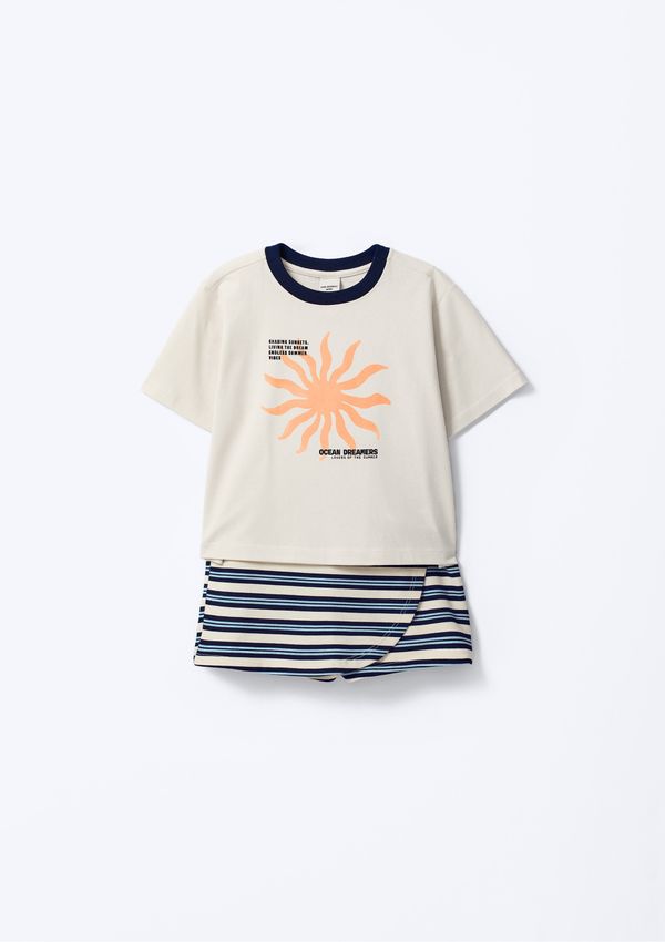 Conjunto Curto Infantil Menina Estampado - Azul 006