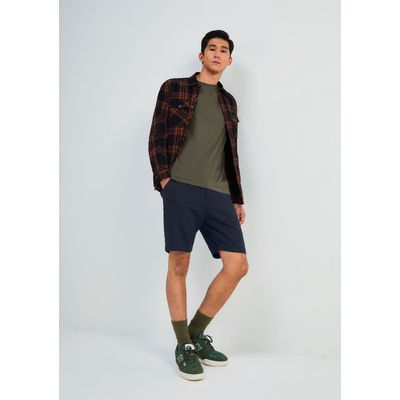 Bermuda Básica Masculina Chino Em Linho - Azul