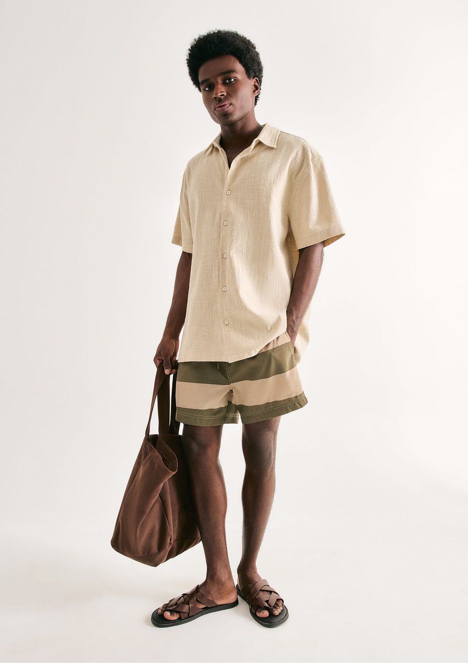 Shorts de Banho Masculino Listrado - Verde