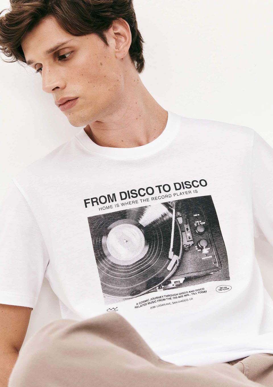 Camiseta Masculina Manga Curta com Estampa - Branco