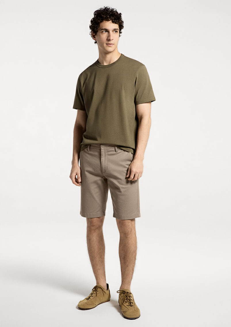 Bermuda Masculina Alfaiataria Chino - Bege
