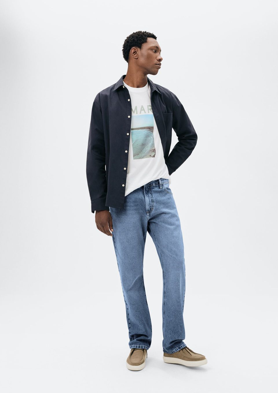 Calça Masculina Reta em Jeans - Azul