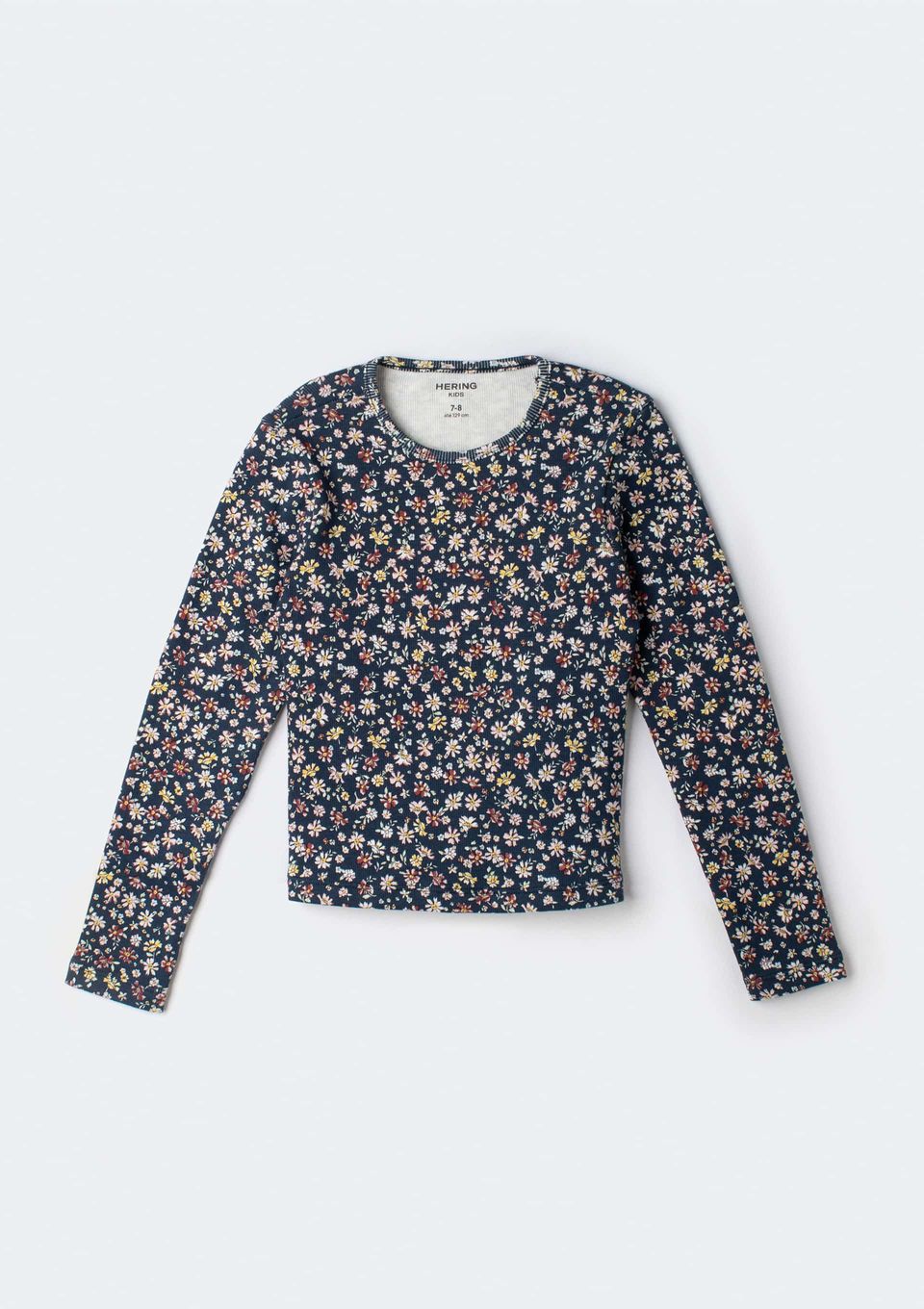 Blusa Infantil Menina Manga Longa em Ribana - Azul