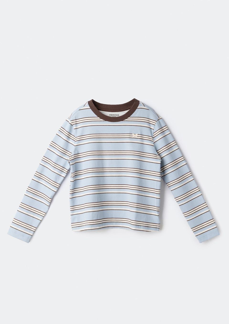 Blusa Infantil Menina Manga Longa Listrada com Bordado - Marrom