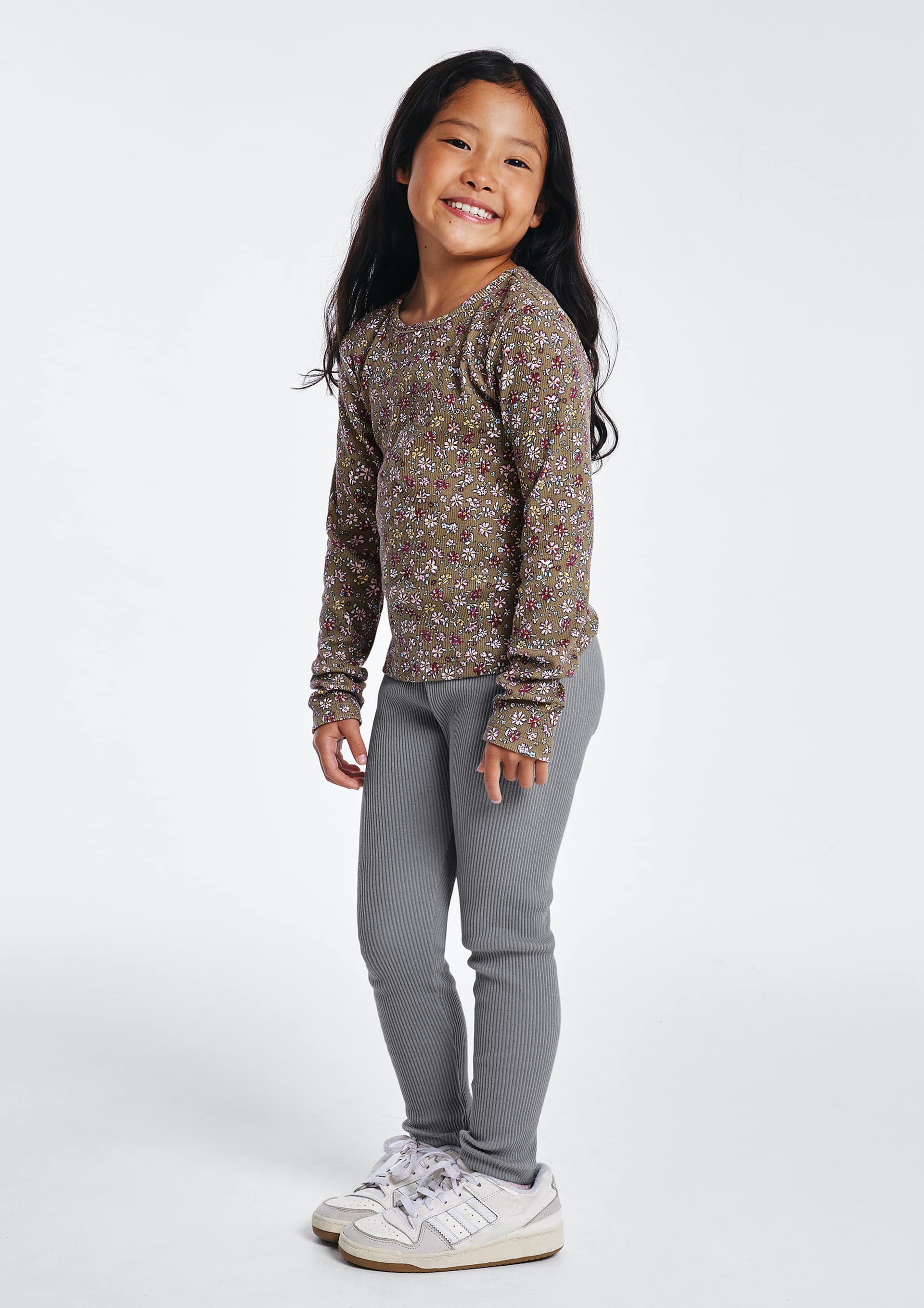 Calça Legging Infantil Menina Em Ribana Canelada - Cinza