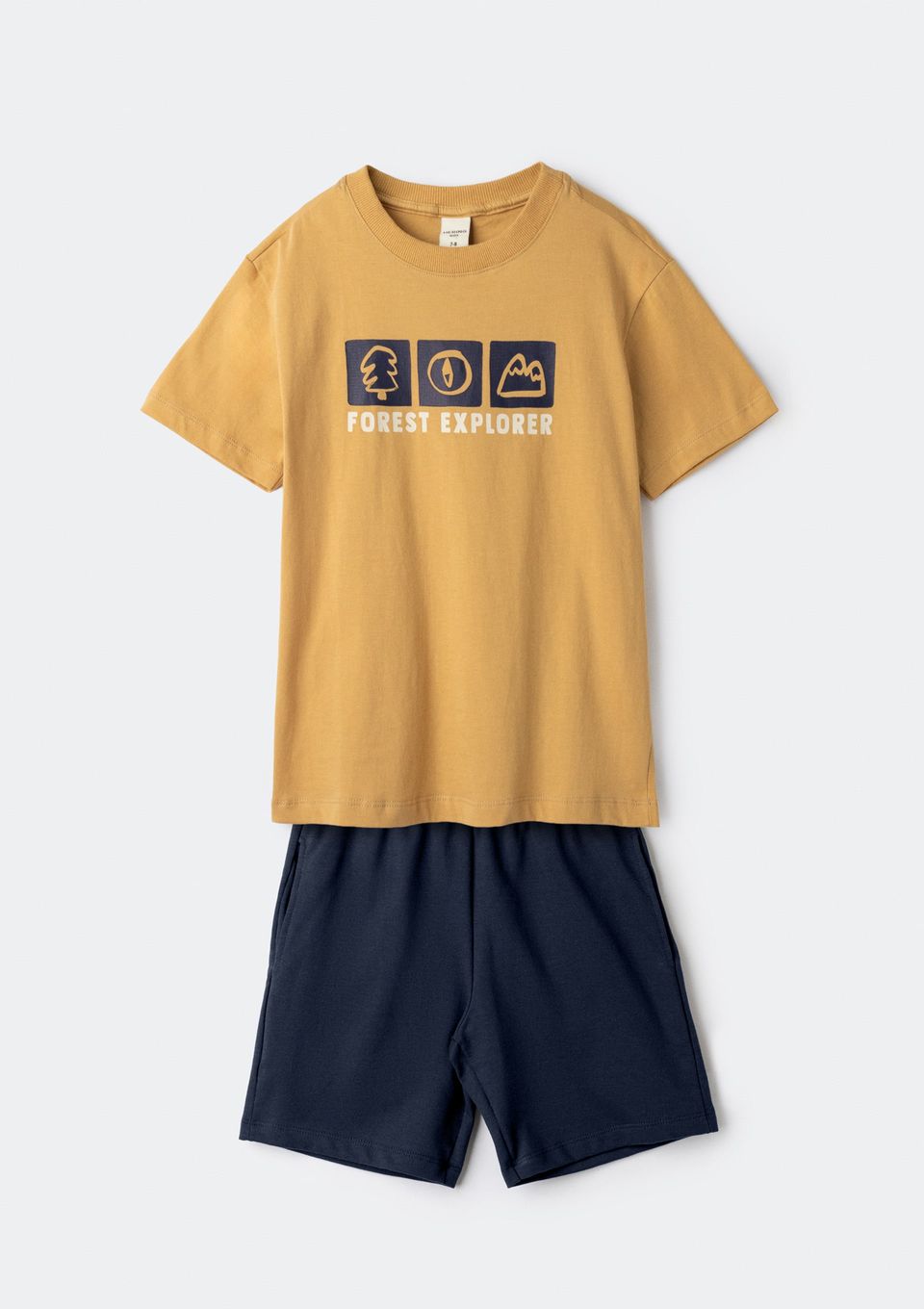 Conjunto Infantil Menino Curto com Estampa - Bege