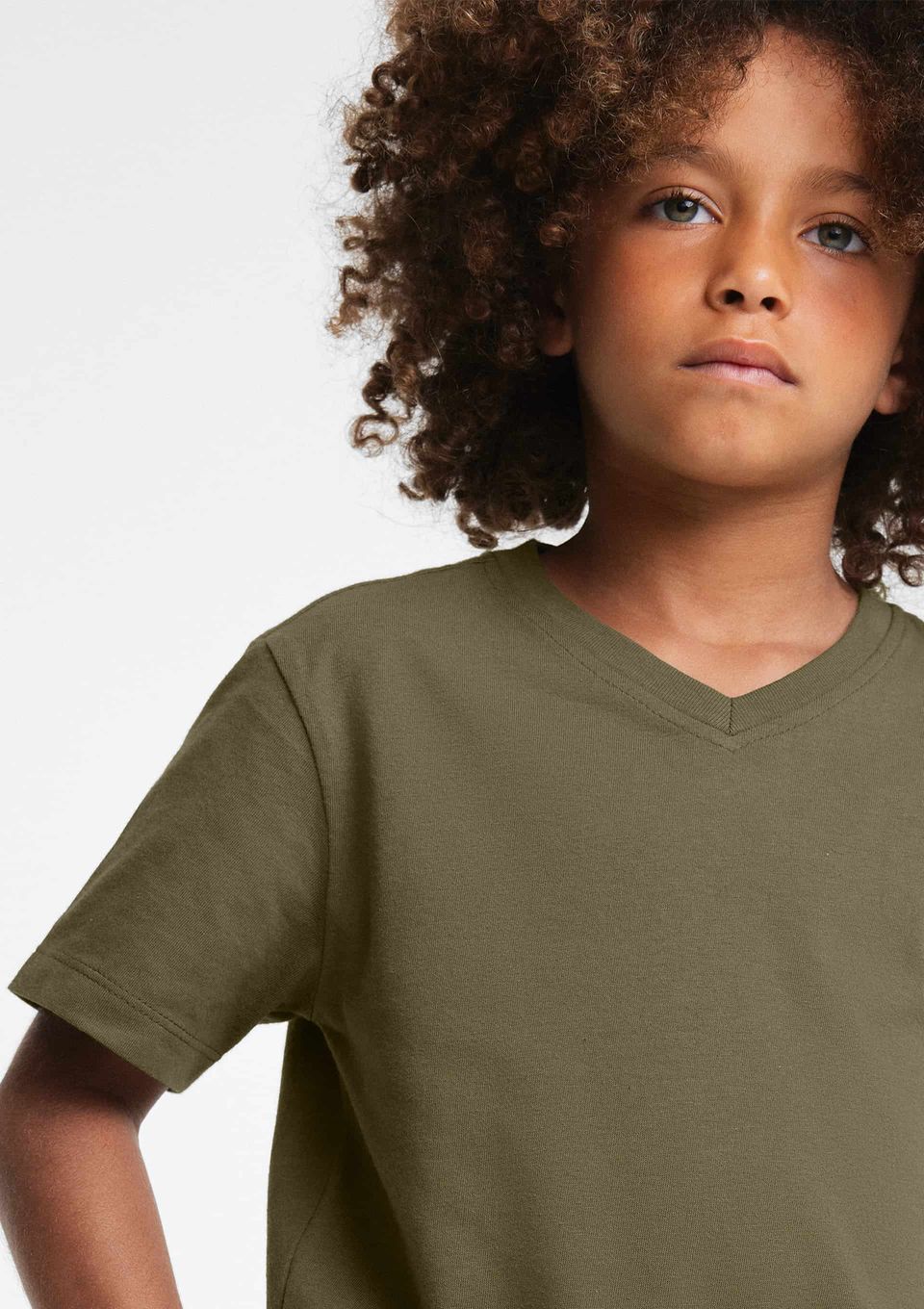 Camiseta Infantil Menino Manga Curta Gola V - Verde