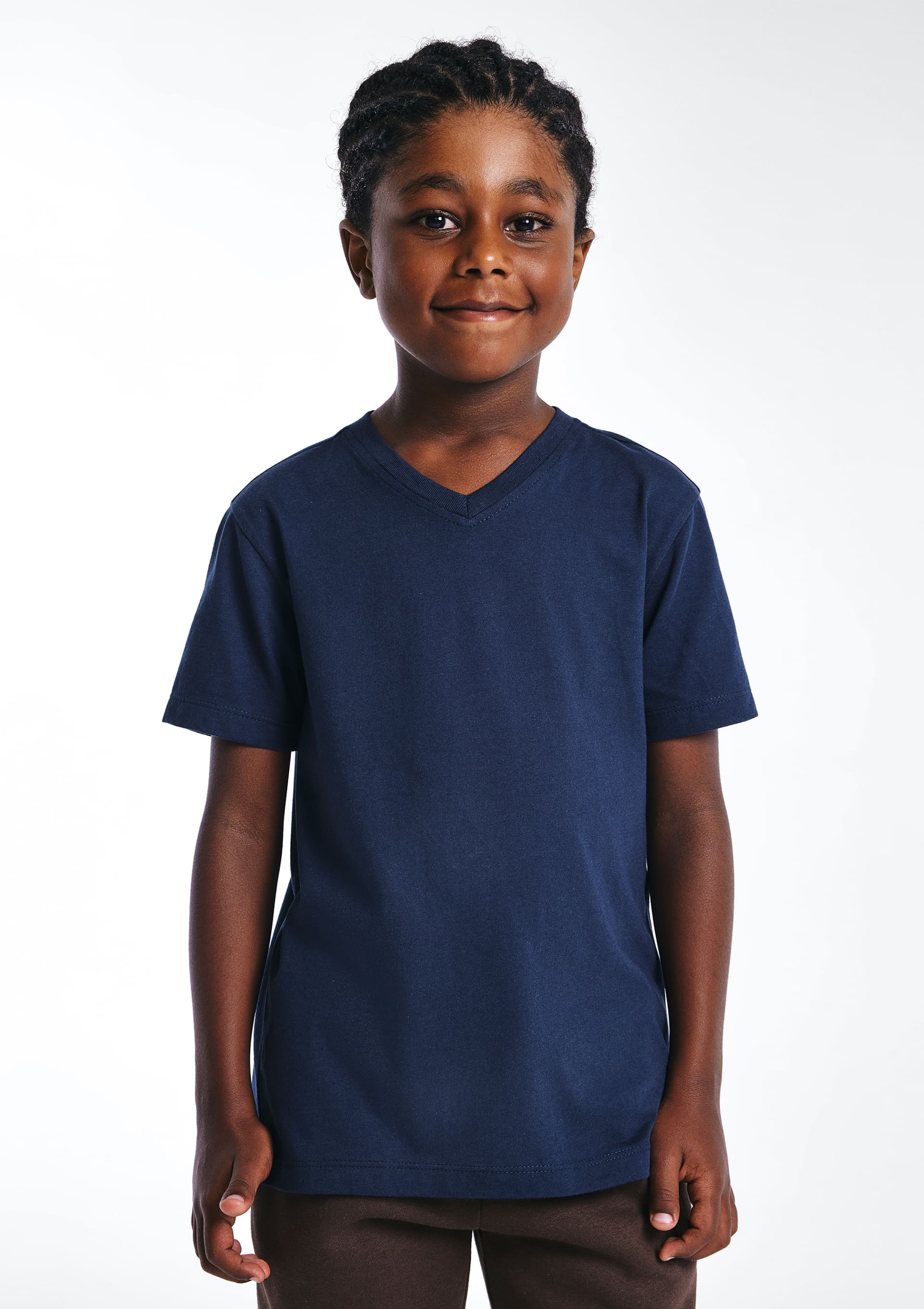 Camiseta Infantil Menino Manga Curta Gola V - Azul