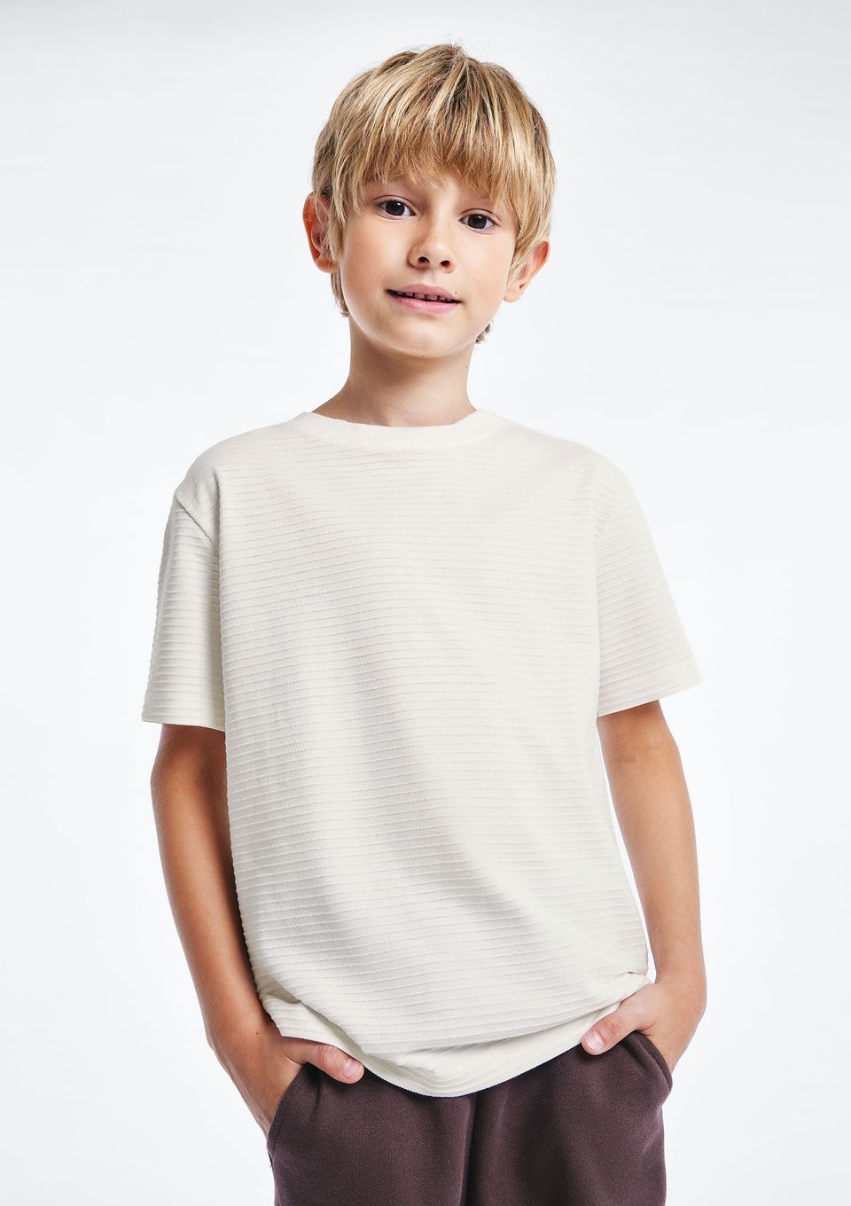 Camiseta Infantil Menino Manga Curta - Off White