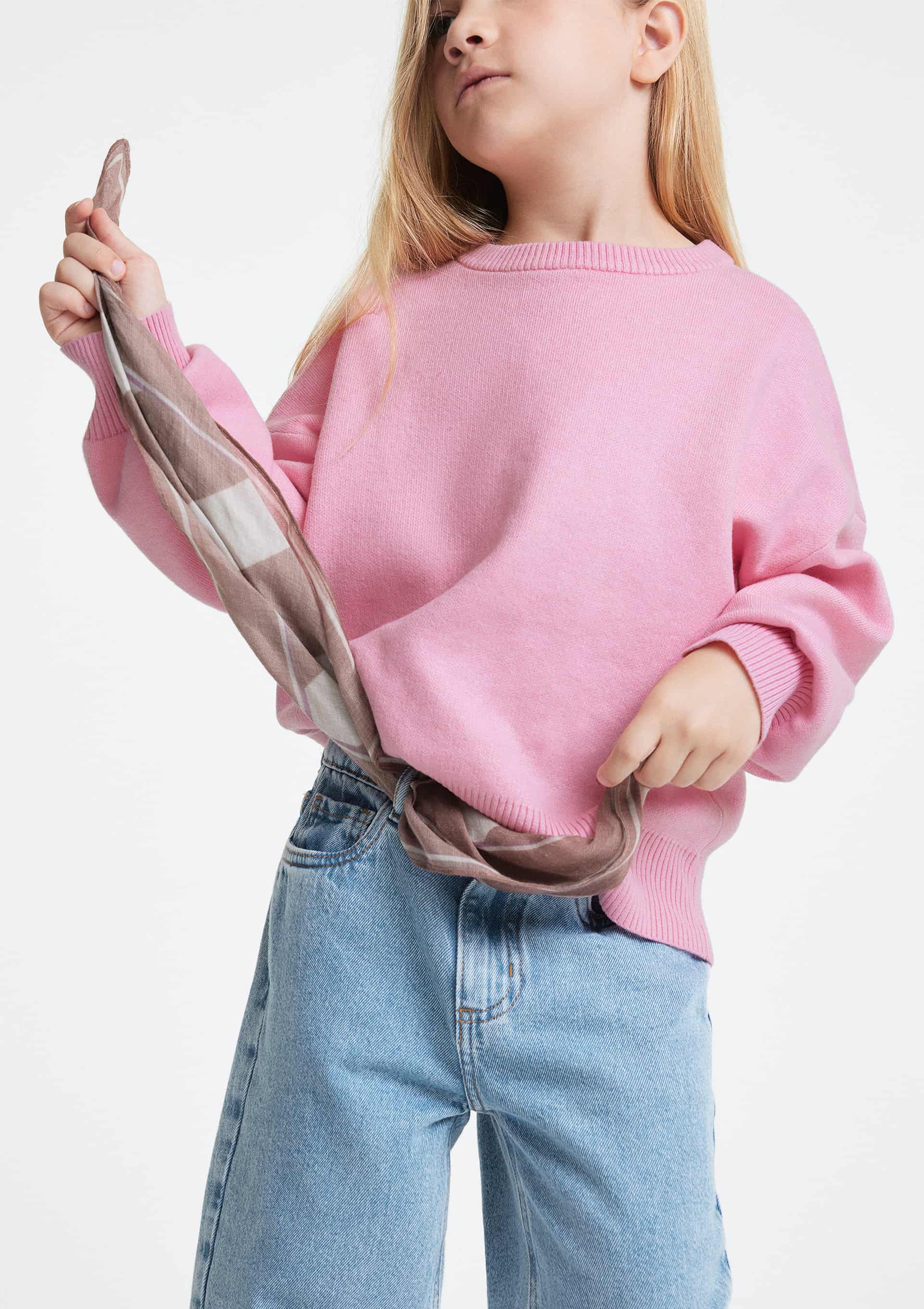 Blusão Infantil Menina Em Tricô - Rosa