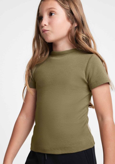 Blusa Manga Curta Infantil Menina em Ribana - Verde — Hering
