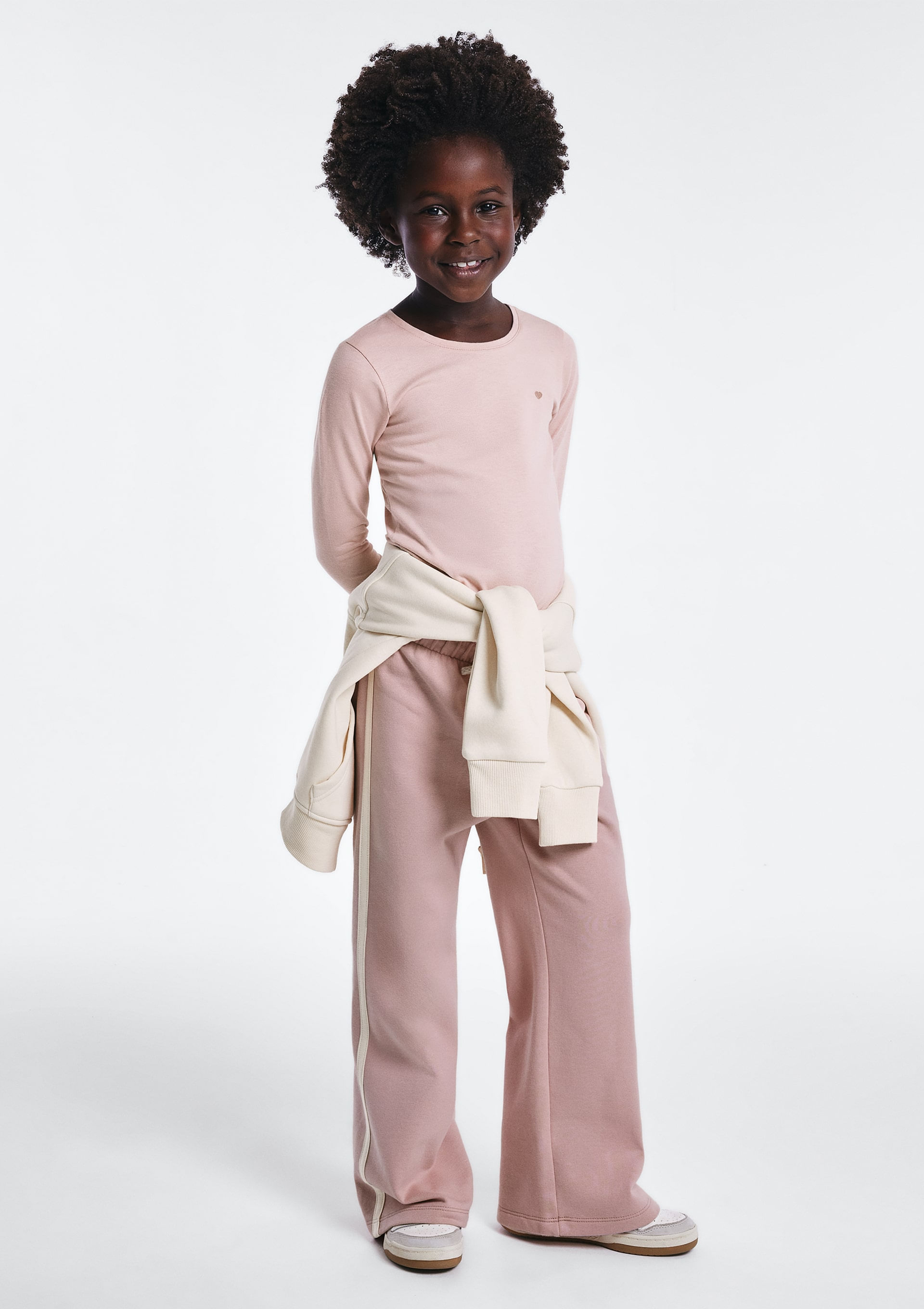 Calça Wide Leg Infantil Menina Em Moletom - Rosa