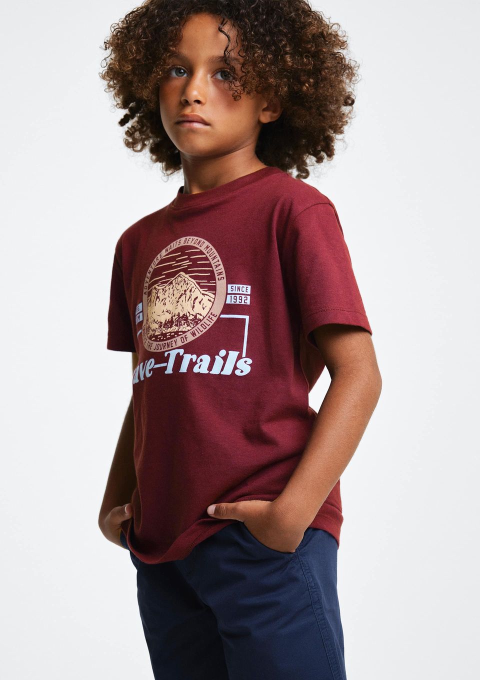 Camiseta Infantil Menino Manga Curta com Estampa - Vinho