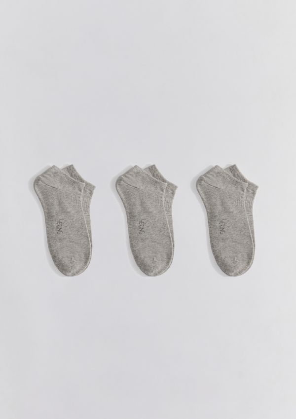 Kit 3 Pares De Meias Soquete Unissex - Cinza M