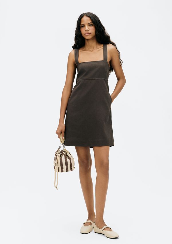 Vestido Curto Decote Quadrado - Marrom XP
