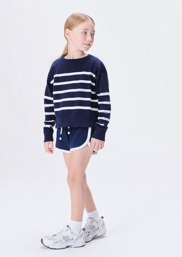 Blusão Em Tricô Infantil Menina Listrado - Azul 008