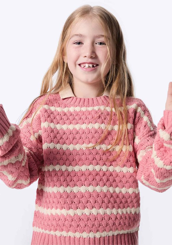 Blusão Infantil Menina Tricô Texturizado - Rosa 010