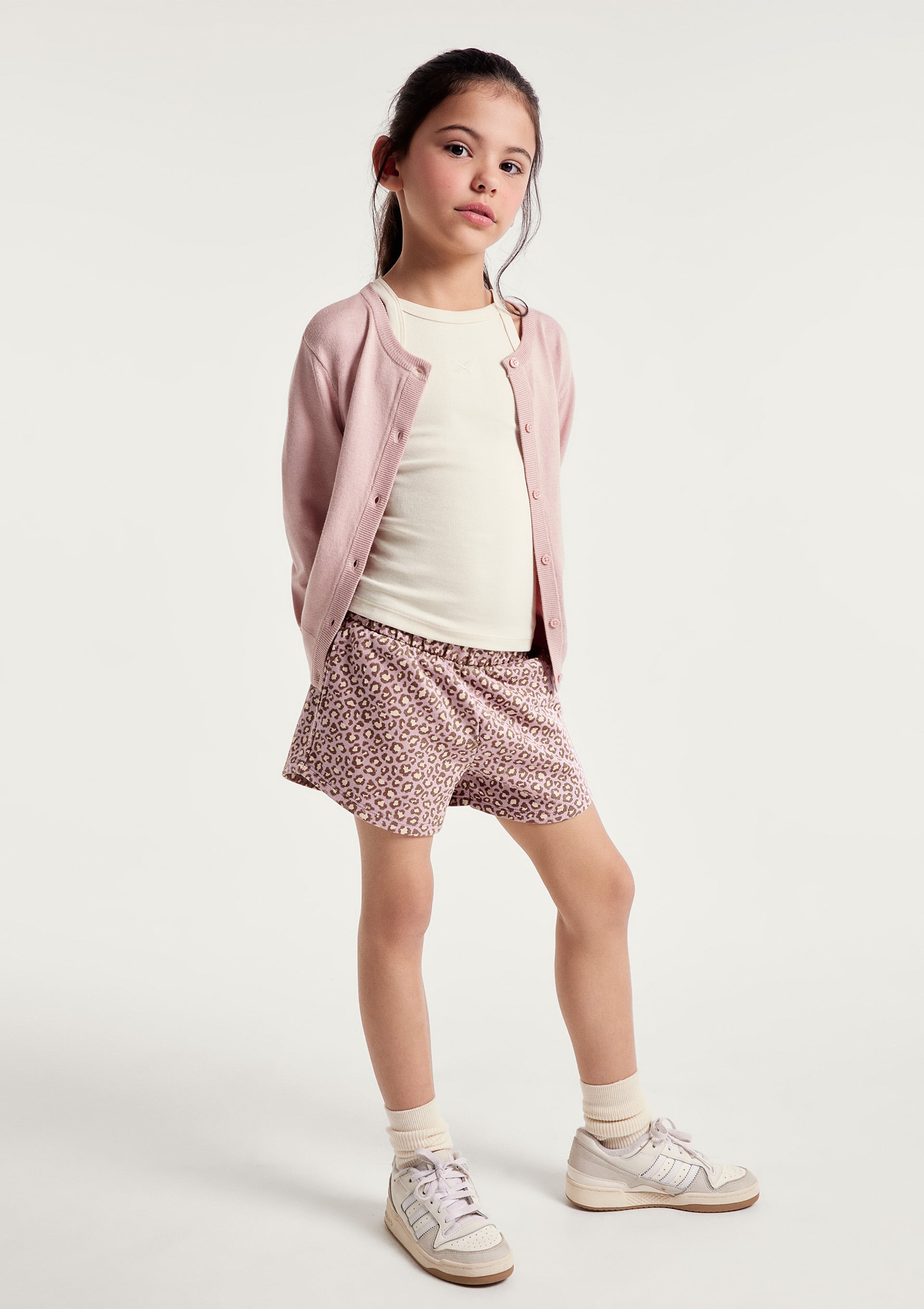 Shorts Infantil Menina Cós Elástico Estampado - Rosa