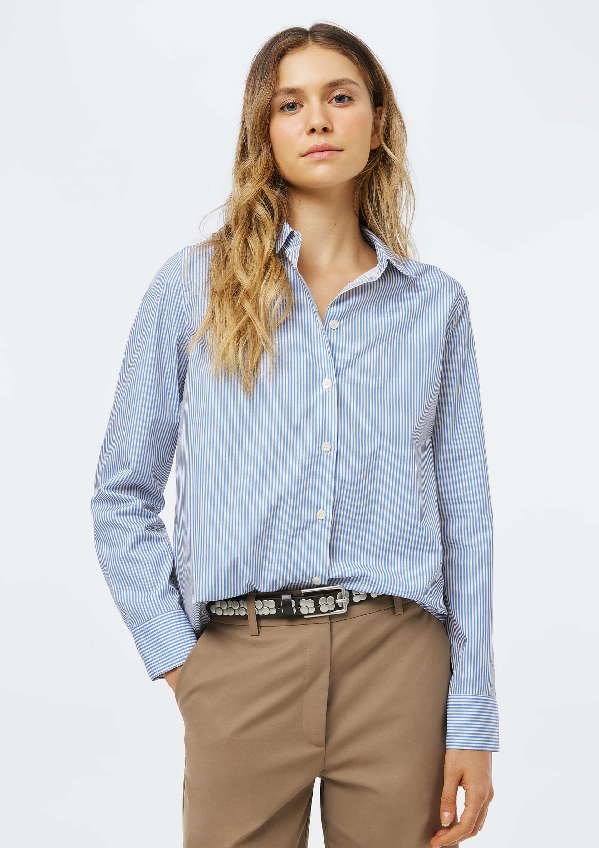 Camisa Feminina Fio Tinto Listrada - Azul