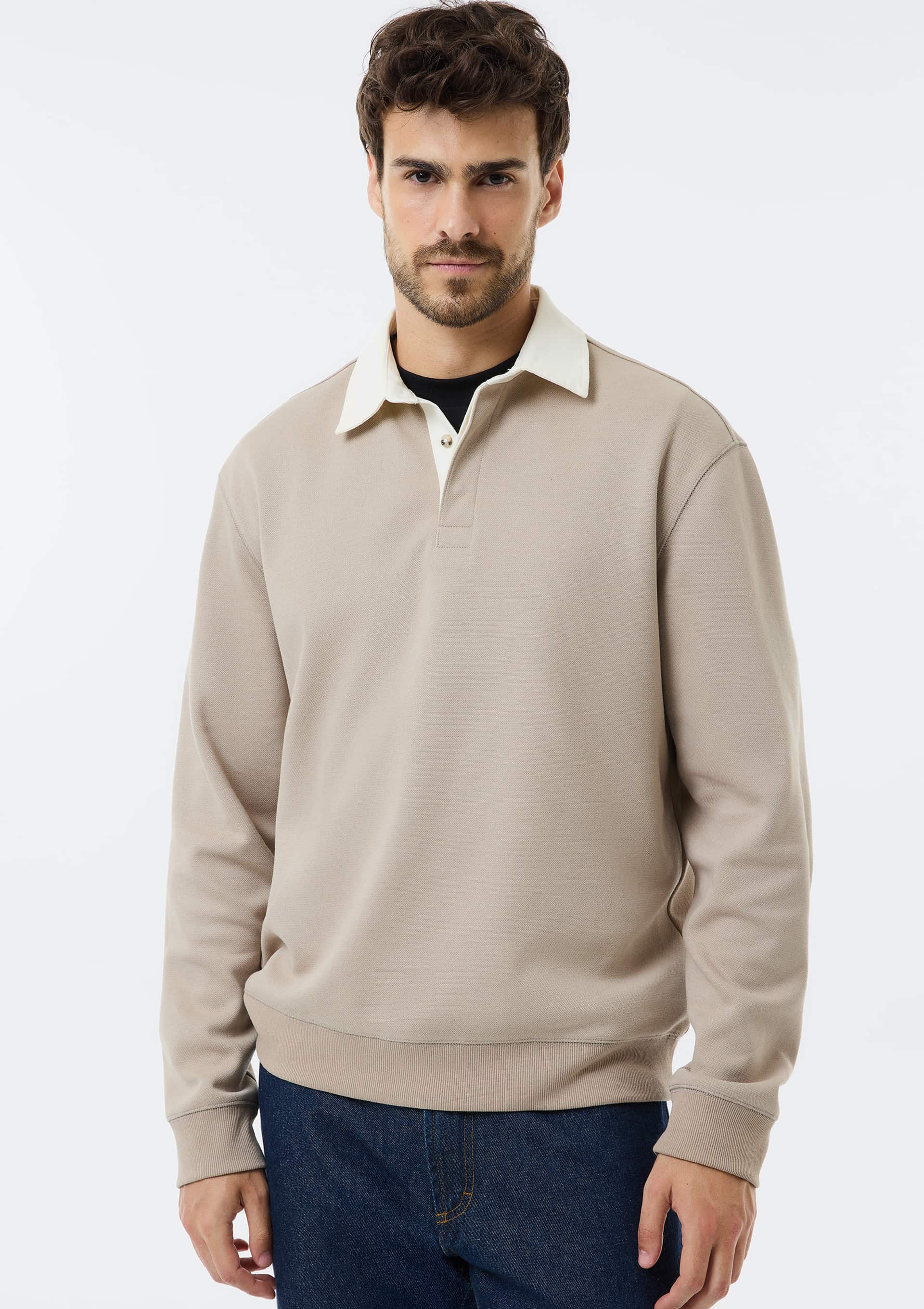 Blusão Masculino Polo em Algodão - Bege — Hering