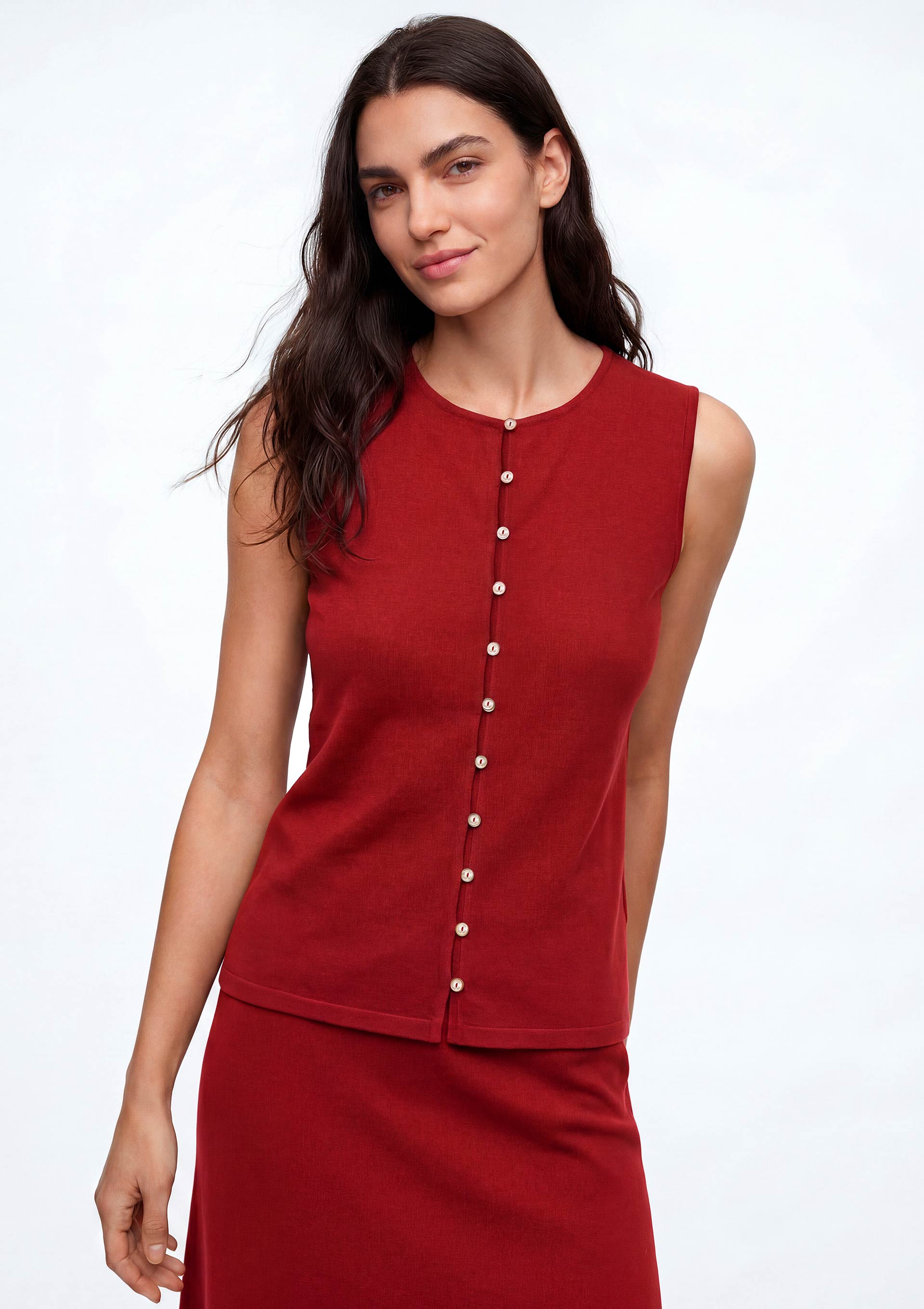 Regata Feminina Alças Médias Com Elastano - Vermelho