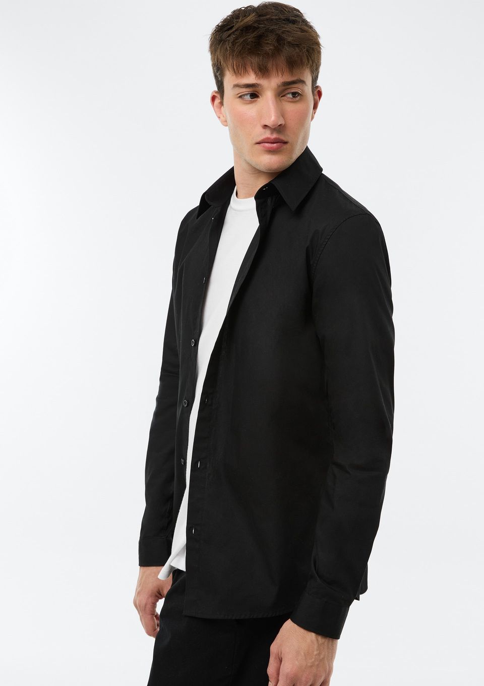 Camisa Masculina em Tricoline - Preto