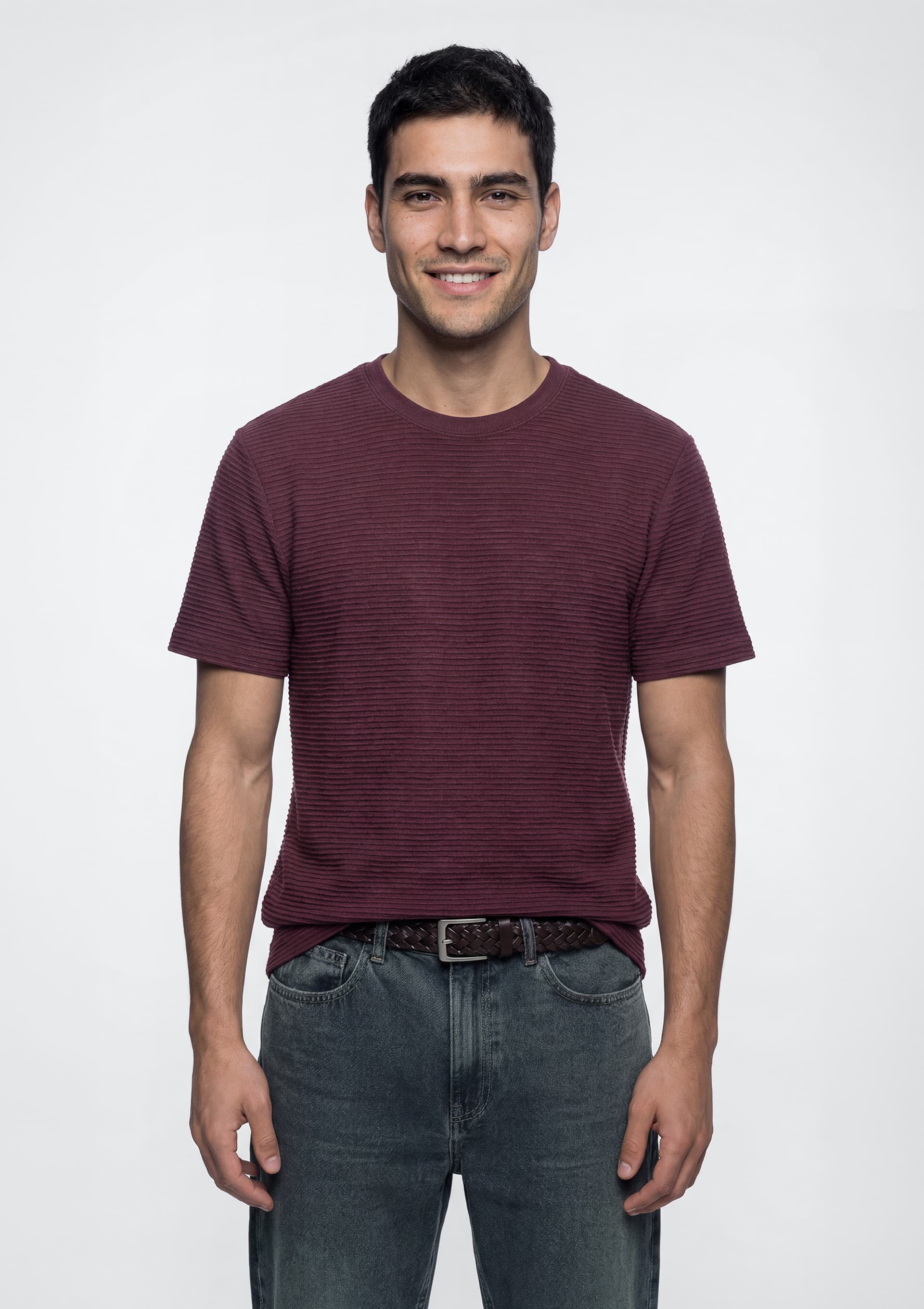 Camiseta Masculina Texturizada Regular - Vermelho