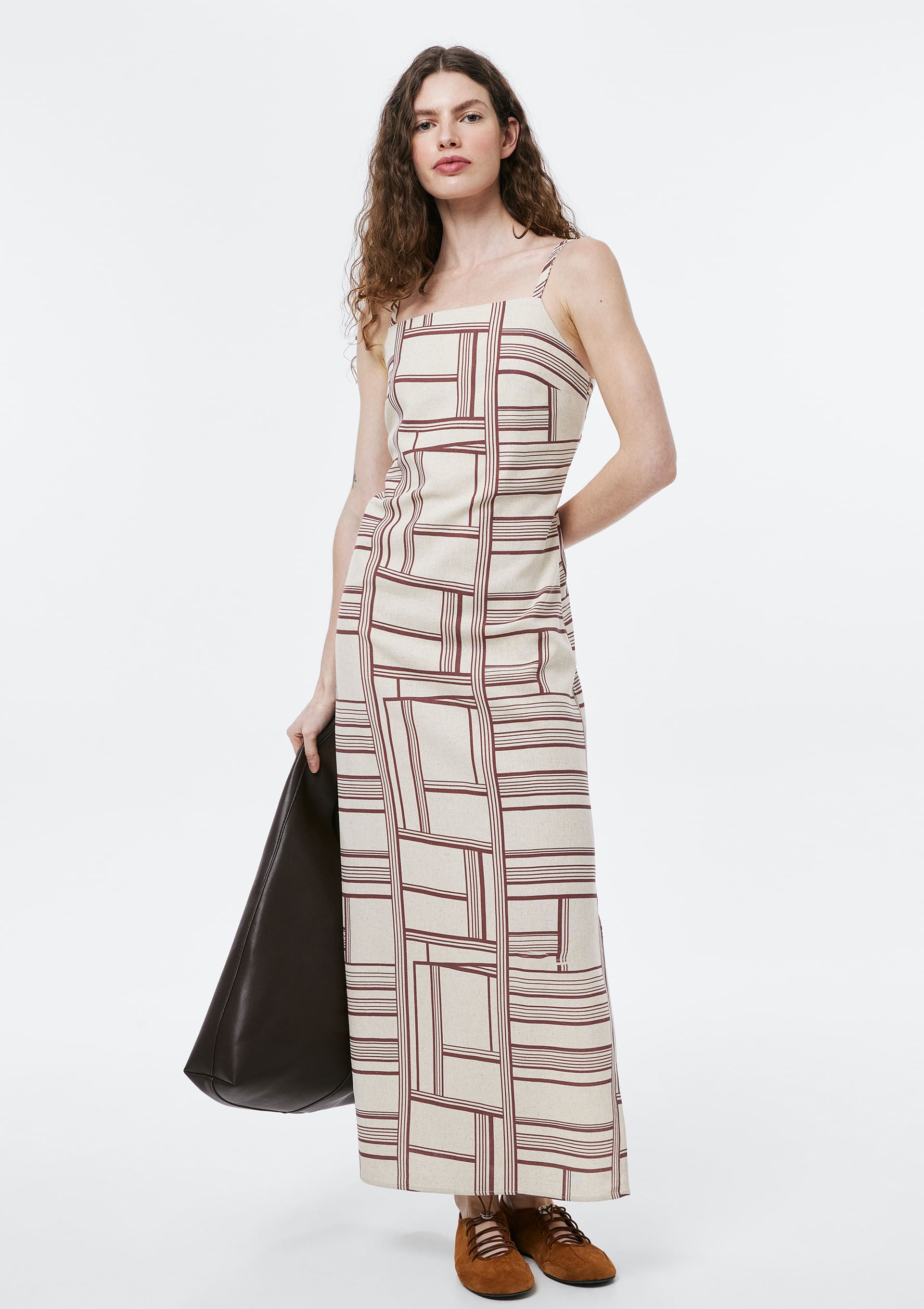 Vestido Midi Estampado Em Viscolinho - Vermelho