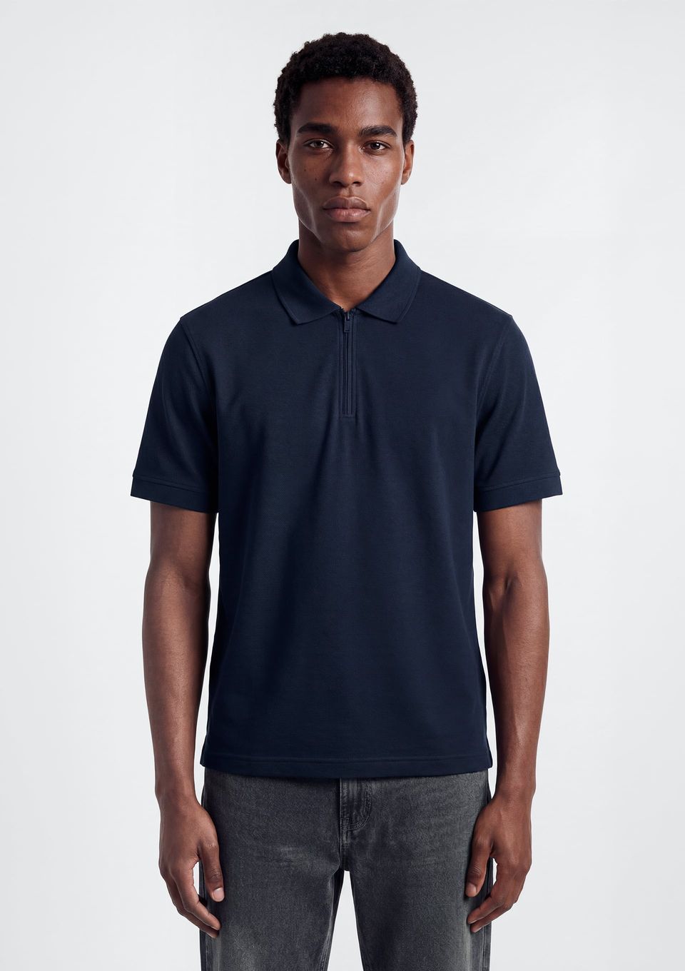 Camisa Polo Masculina em Malha Tech - Azul