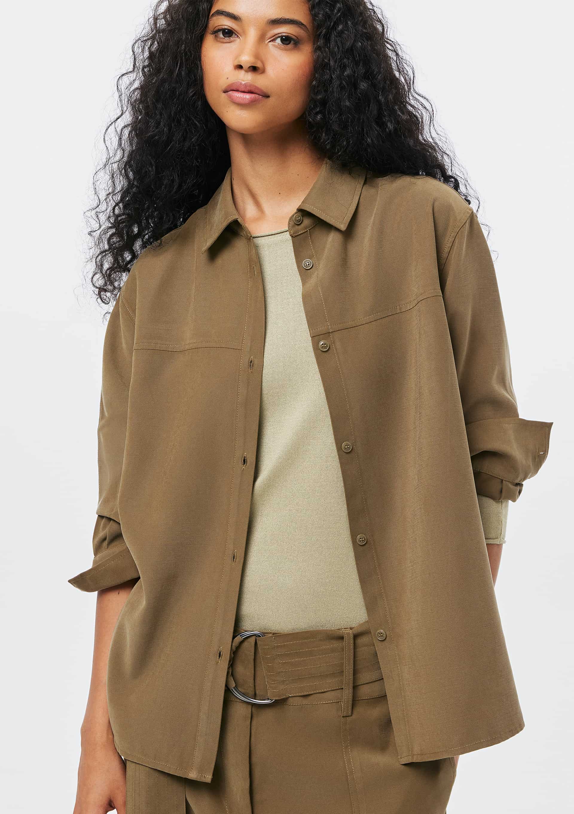 Camisa Feminina Em Tecido Plano - Verde