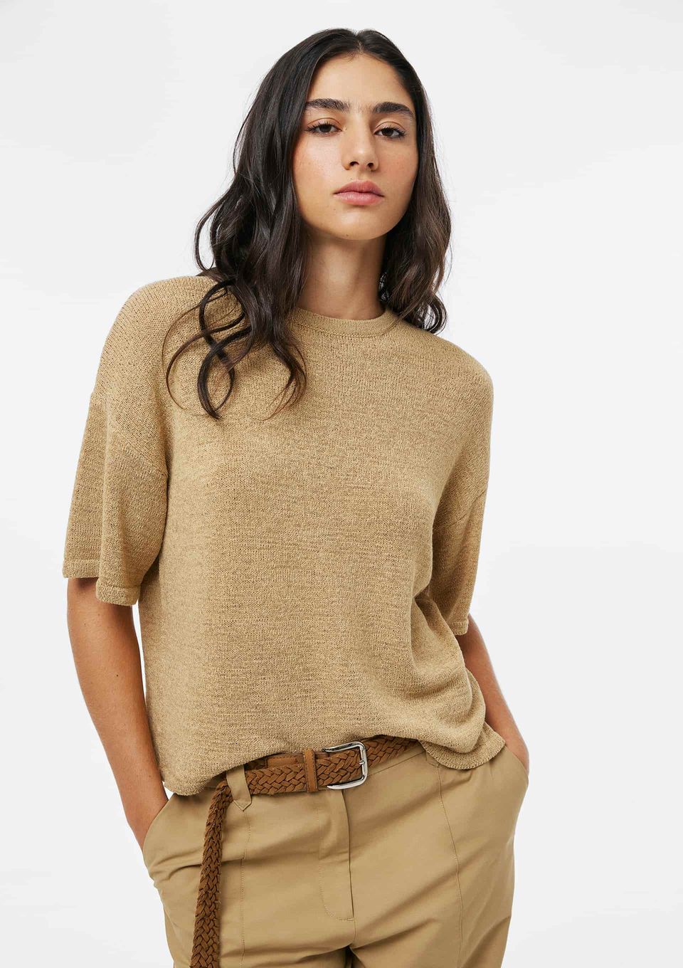 Blusa Feminina Evasê em Tricô - Bege